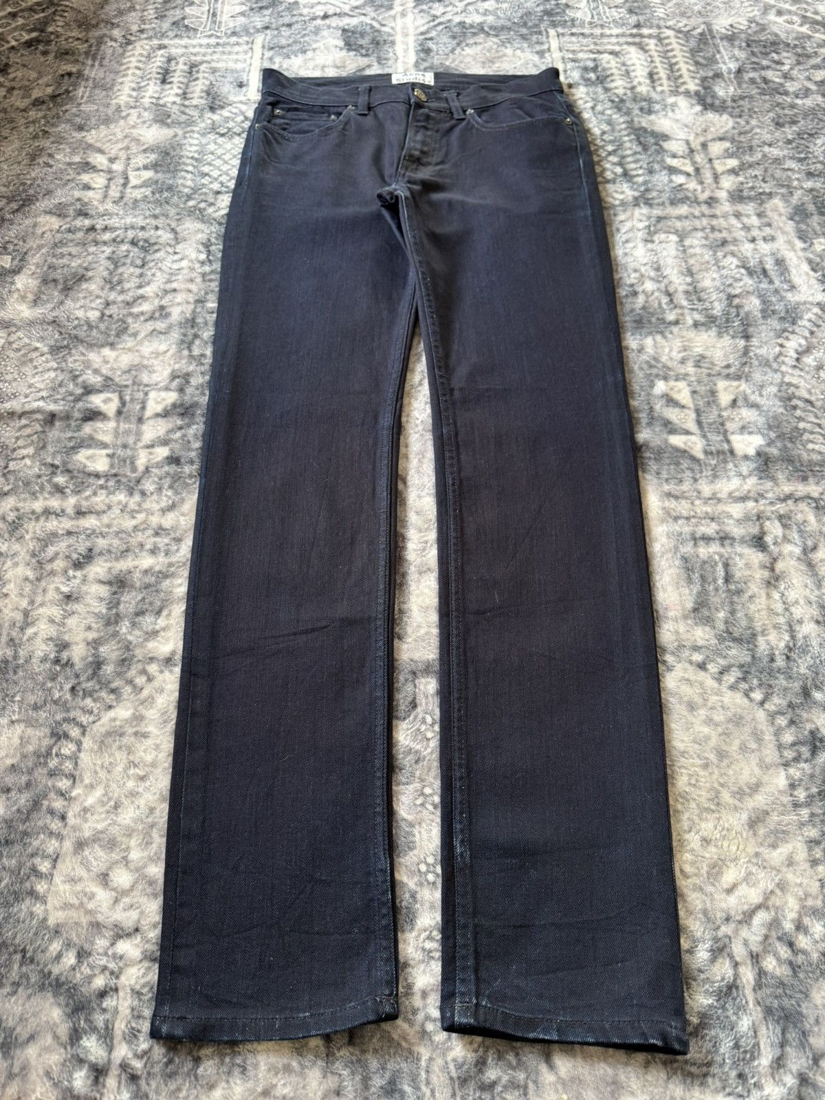 Acne Studios ACNE STUDIO Ace Navy Cash Indigo Wash Slim Stacked Jeans Size US 30 / EU 46 - 1 Thumbnail