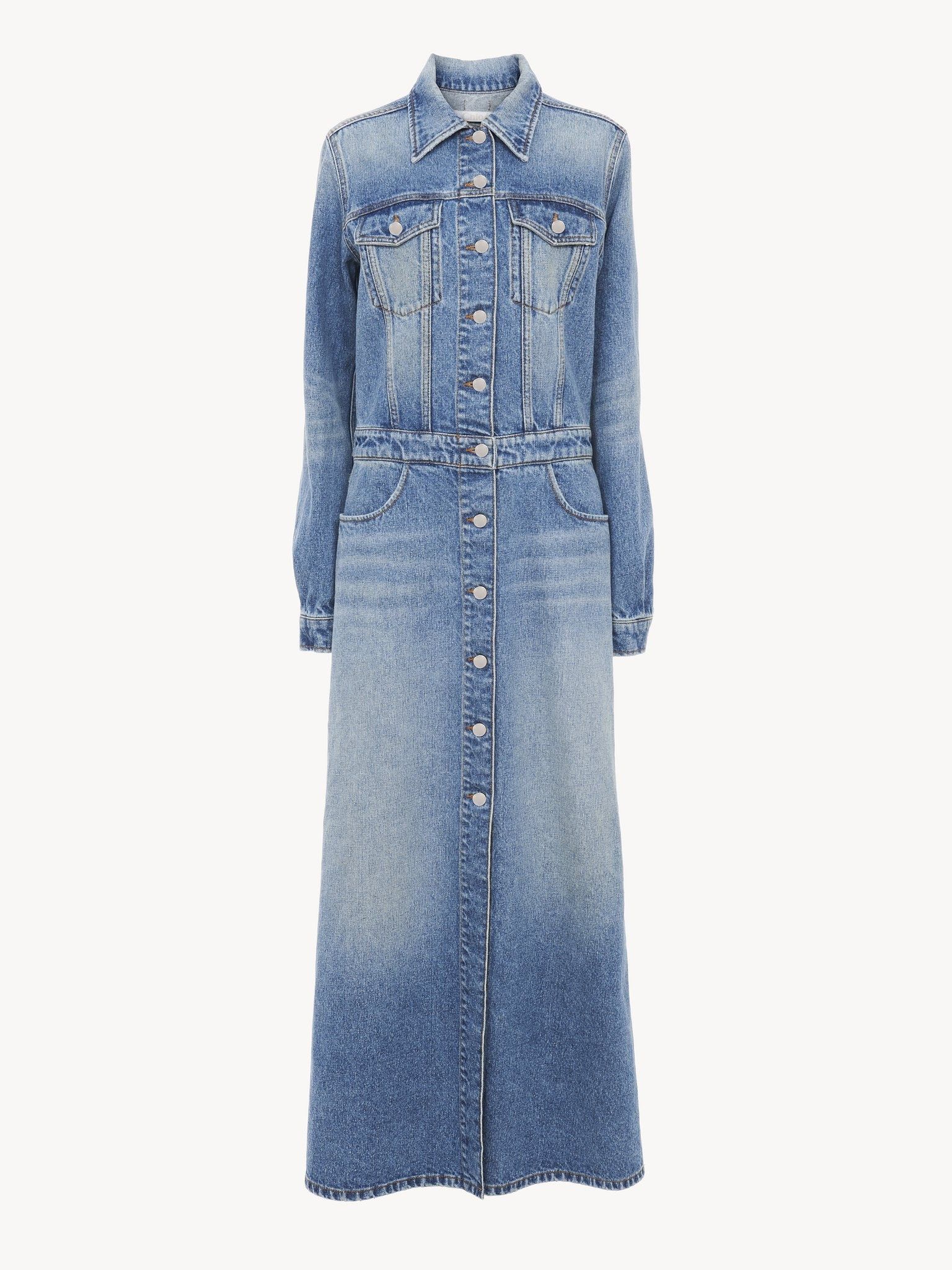 Chloe oc11z0525 Long Shirt Dress in Blue Size XL / US 12-14 / IT 48-50 - 1 Thumbnail
