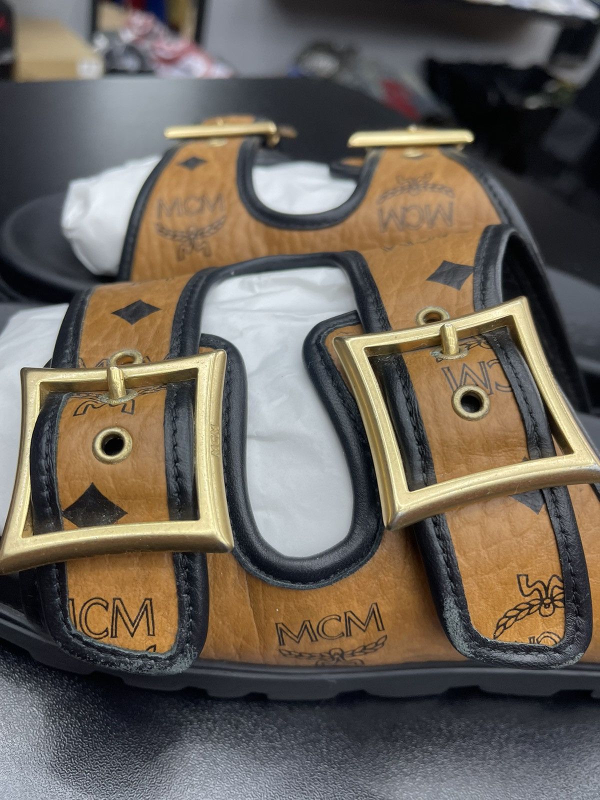 MCM Size 8US/41EU - MCM Sandals In Visetos Cognac Size US 8 / EU 41 - 5 Thumbnail
