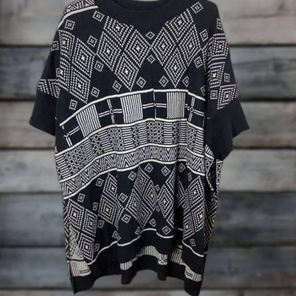 H&M VINTAGE H&M Western Sweater Poncho Womens XS/S Oversized Gray Tunic Pullover Wool Blend Size XS / US 0-2 / IT 36-38 - 1 Thumbnail