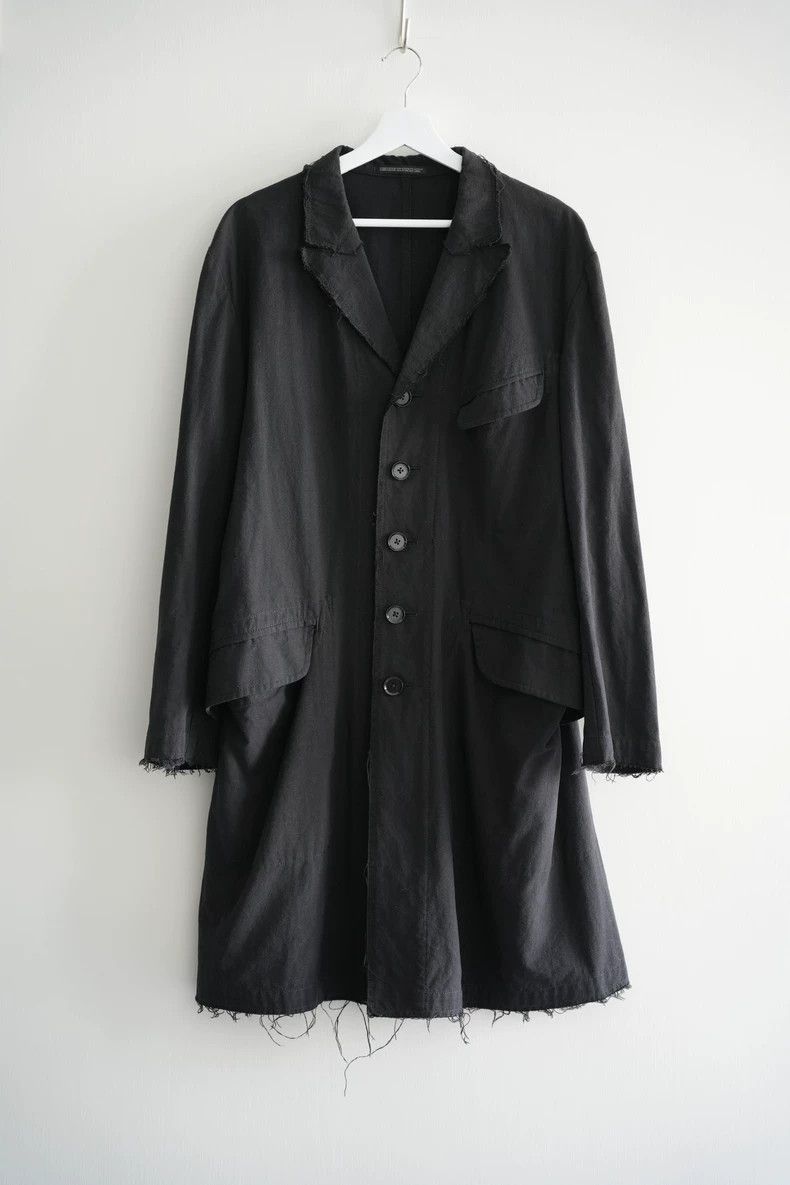 Yohji Yamamoto Yohji Yamamoto Yohji Yamamoto Black Frayed Coat Size US S / EU 44-46 / 1 - 1 Thumbnail