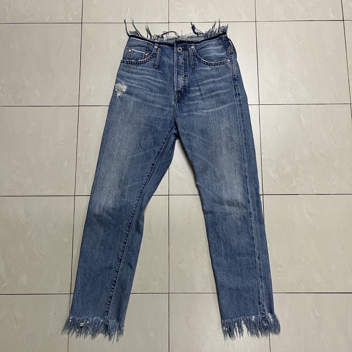 If Six Was Nine × Japanese Brand × Le Grande Bleu (L.G.B.) G.o.a Nimes Raw Cut Selvedge Jeans Size 29" - 3 Thumbnail