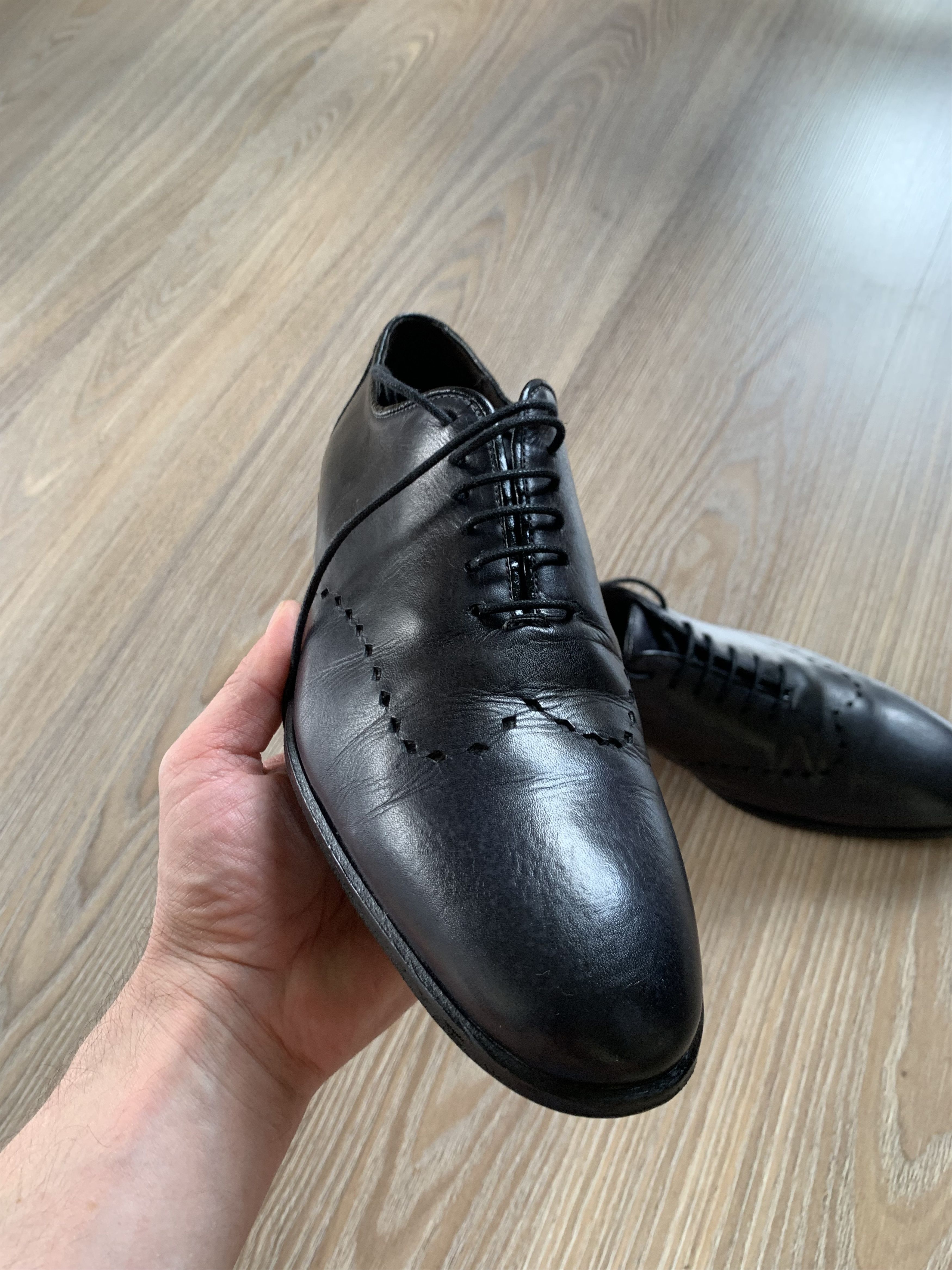 Santoni Fatte A Mano Italian Leather Oxford Shoes Size US 7.5 / EU 40-41 - 9 Thumbnail
