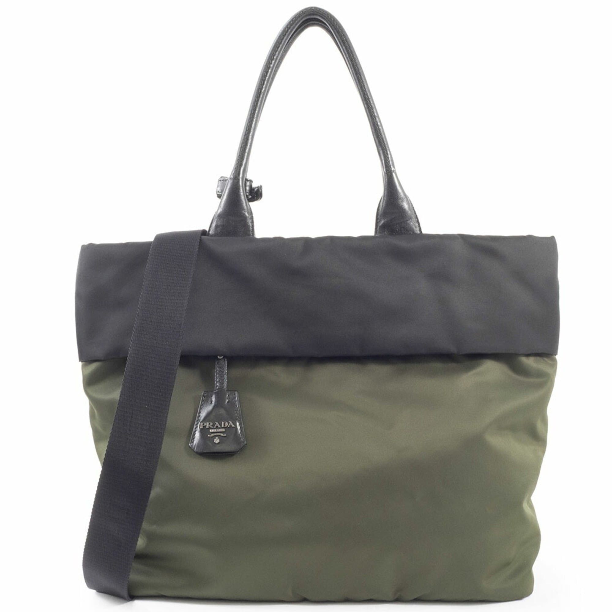 Prada Prada bag, tote nylon, B4521V, black, khaki green Size ONE SIZE - 1 Thumbnail