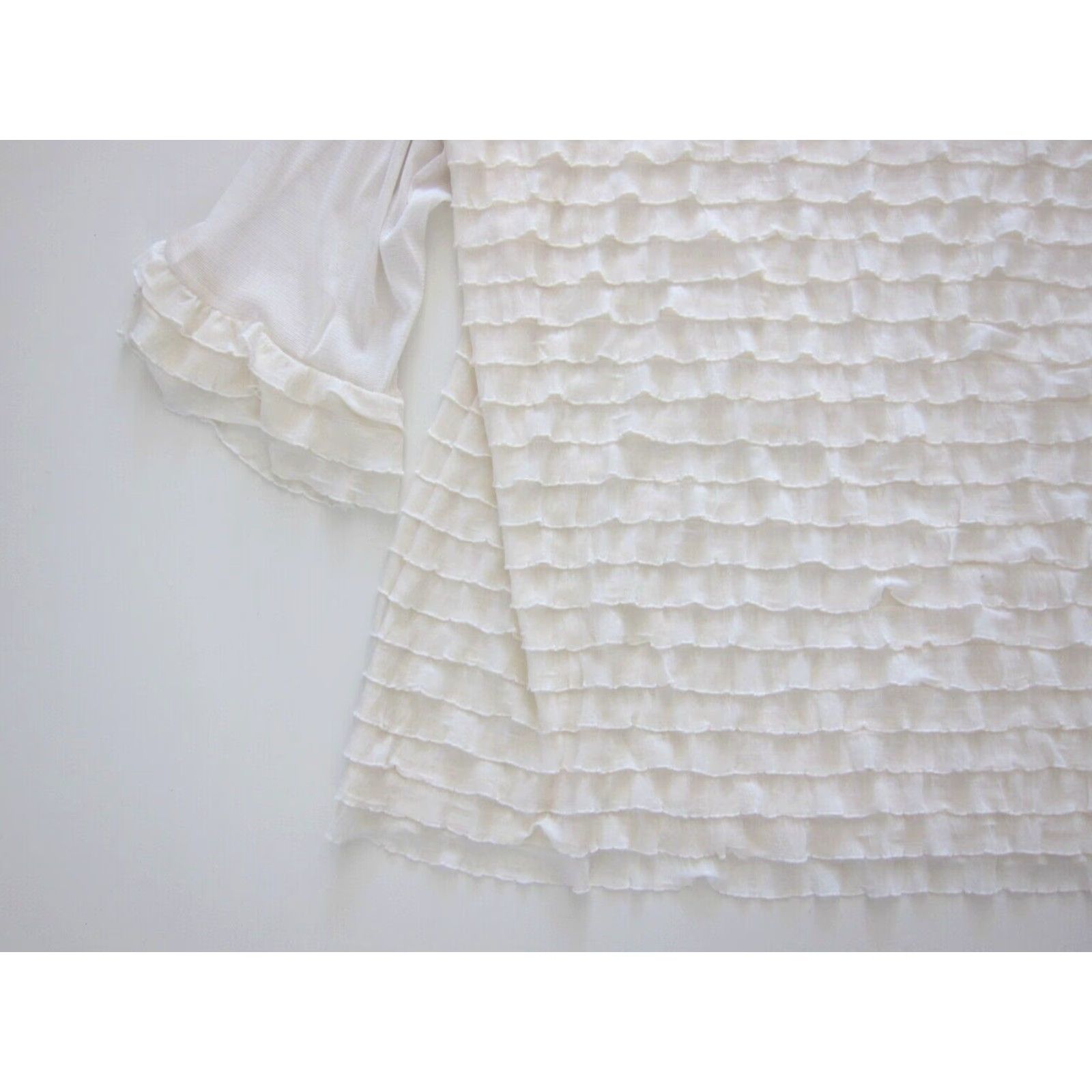Vintage NWT CATO Woman Ivory Stretch Floral Ruffle 3/4 Sleeve Square Neck Blouse 22/24 Size 3XL / US 20-22 - 6 Thumbnail