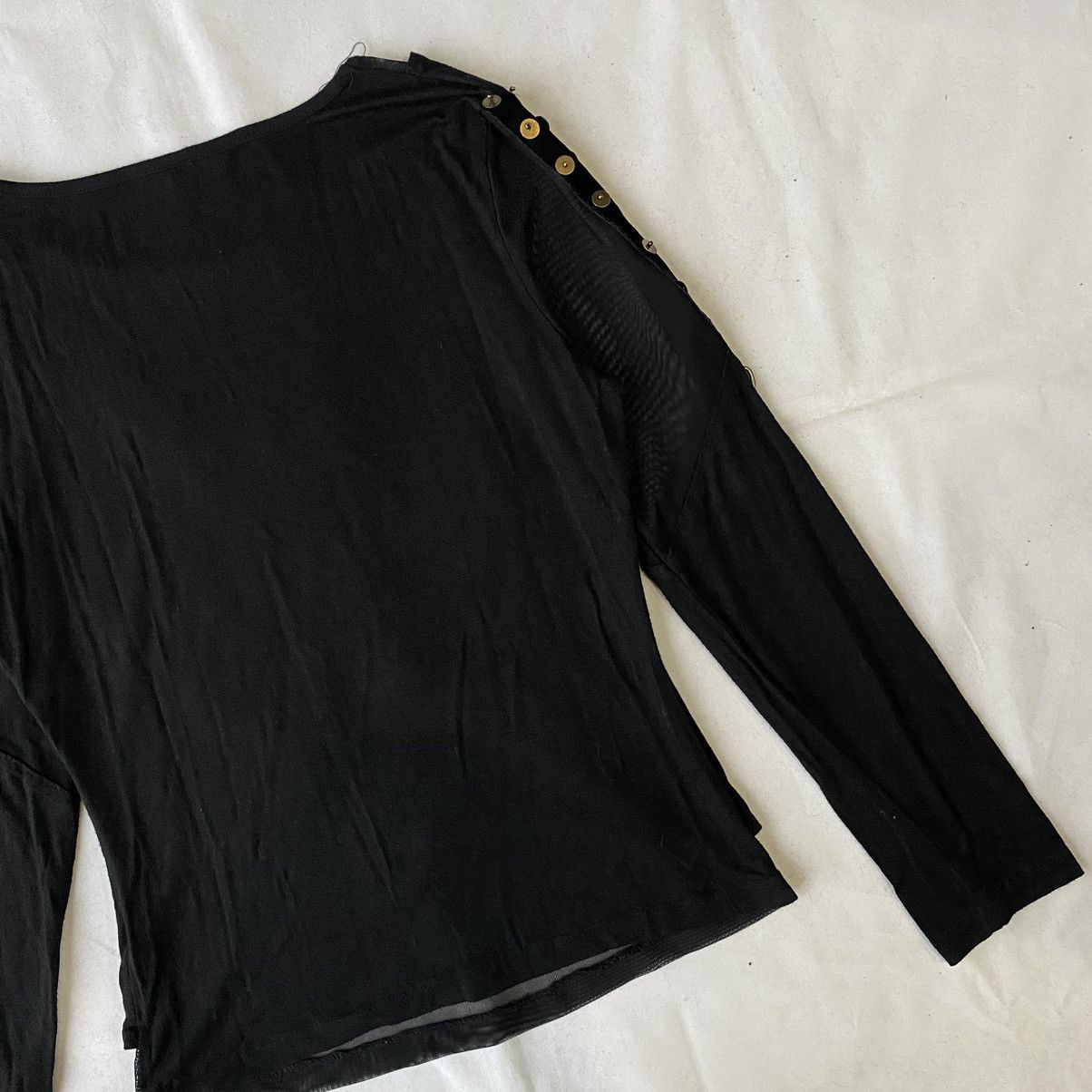 Japanese Brand Black Studded Ruched Mesh Double Layer Punk Goth Grunge Top Size M / US 6-8 / IT 42-44 - 12 Thumbnail