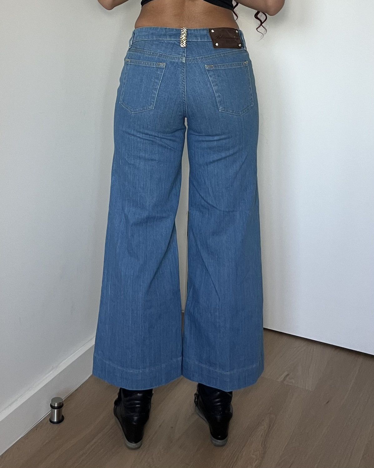image of Blumarine Wide Leg Jeans in Blue, Women's (Size 26)