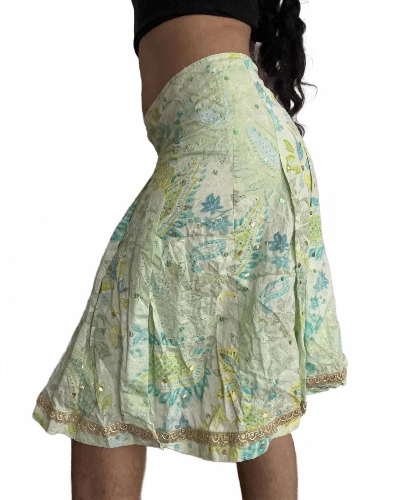 Express Women’s green cotton colorful skirt Size 26" / US 2 / IT 38 - 2 Thumbnail