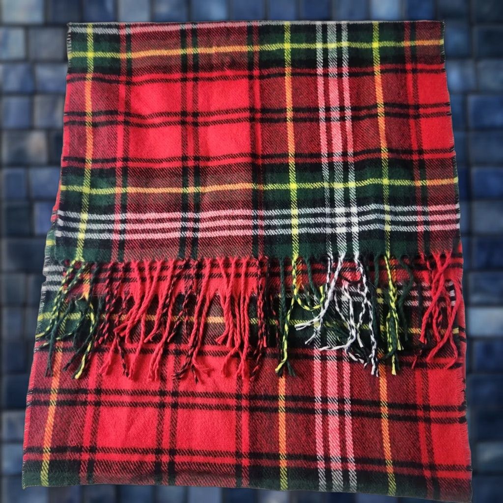 Steve Madden Steve Madden Scarf Red Plaid Tartan Fringe Edges One Size Wide Classic Size ONE SIZE - 1 Thumbnail