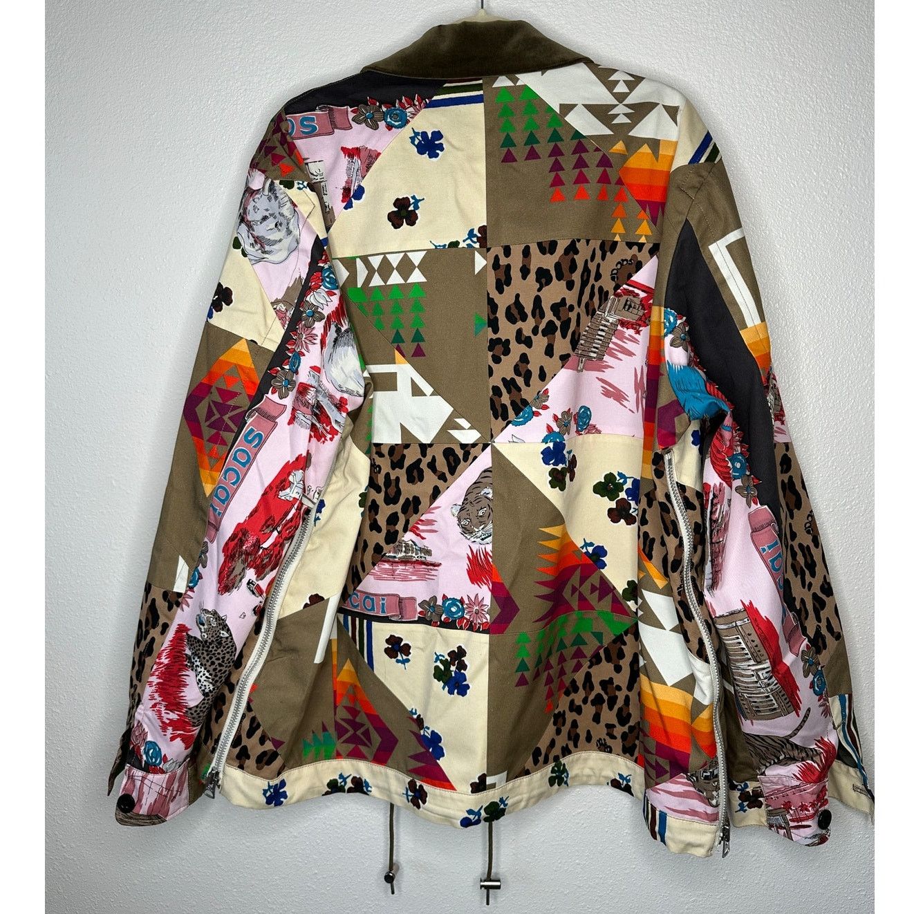 Sacai Sacai Tan Mixed Print Patchwork Velvet Collar Jacket 4 / XL Size US XL / EU 56 / 4 - 11 Thumbnail
