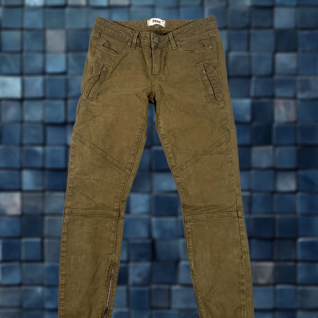 Paige Paige Marley Skinny Jeans Womens 27 Green Low Rise Moto Ankle Zip Stretch Denim Size 27" / US 4 / IT 40 - 1 Thumbnail