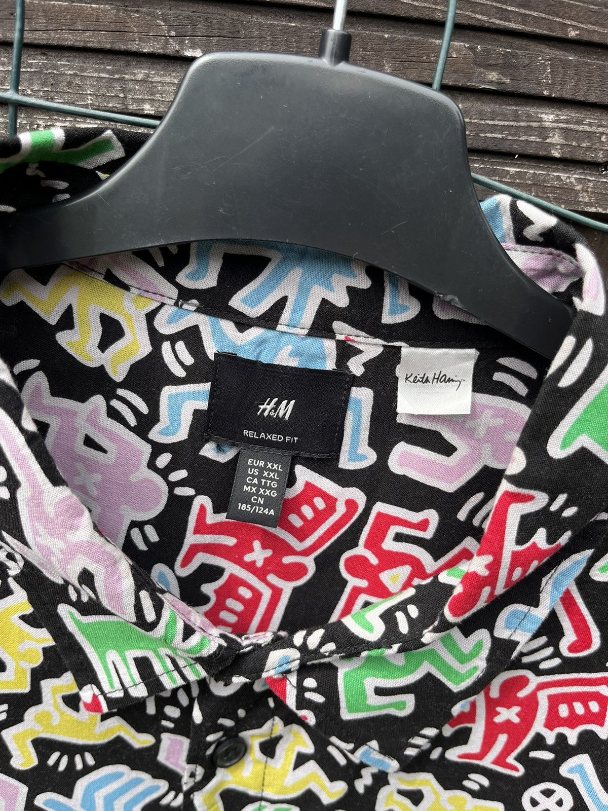 H&M × Keith Haring 🔴 Keith Haring H&M Grail Overprinted Button Up Shirt Y2K Size US XXL / EU 58 / 5 - 3 Thumbnail