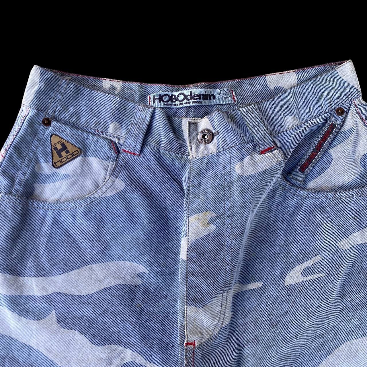Hobo HOBO DENIM Vintage 90s Wide Leg Blue Camo Skate Pants Baggy Size US 30 / EU 46 - 4 Thumbnail