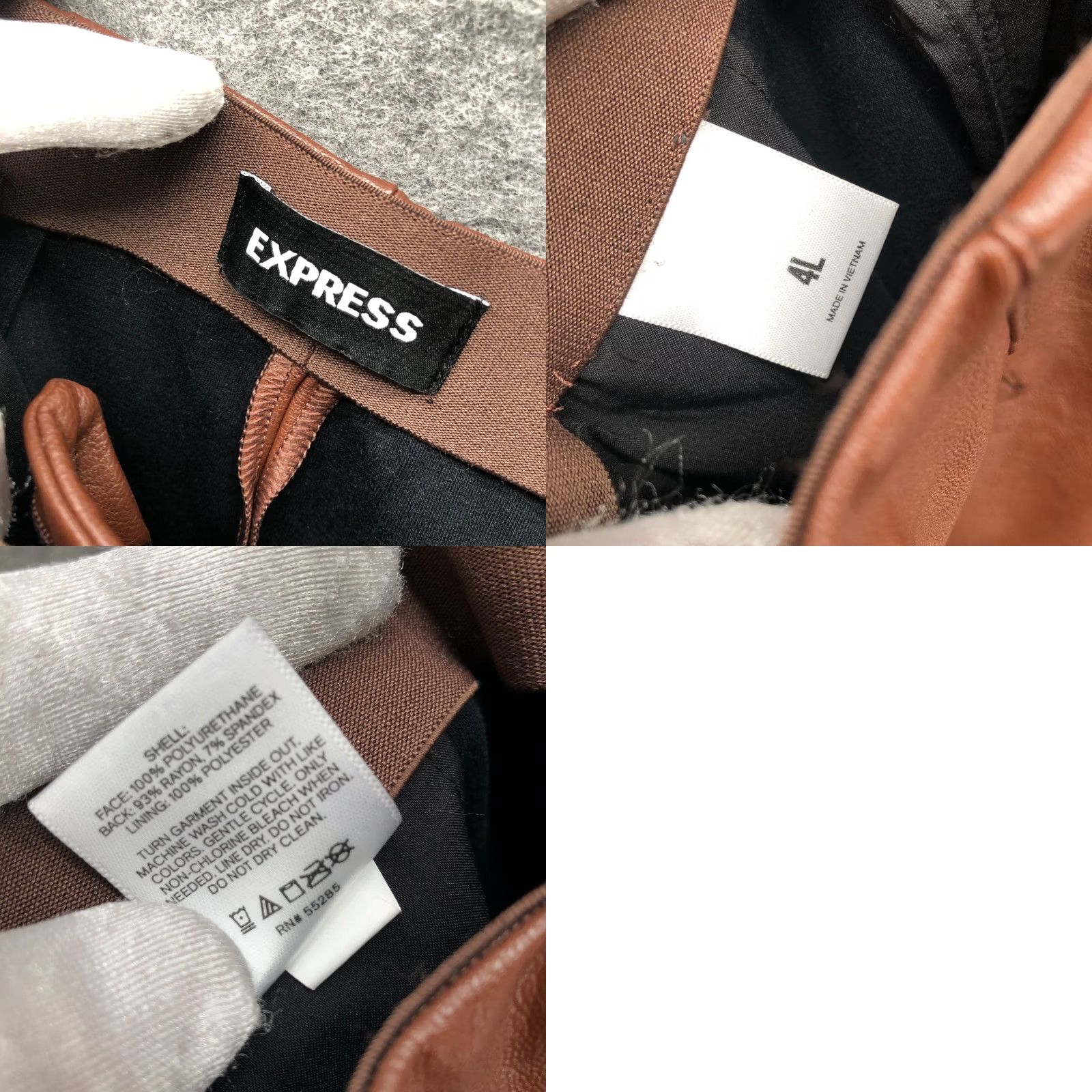 Express Express Faux Leather Tapered Leg Pants Womens 4L Long Brown High Waisted Pleated Tapered Leg Pants Size 27" / US 4 / IT 40 - 8 Thumbnail