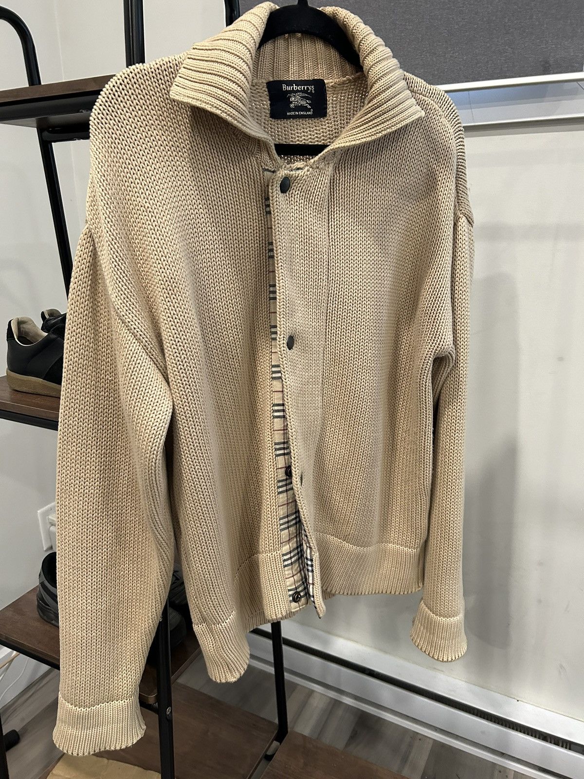 Image of Vintage Burberry Knit in Beige, Men's (Size Large)