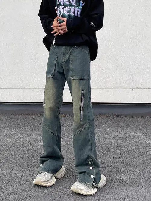Jean Retro high street washed distressed buttoned jeans Size US 34 / EU 50 - 3 Thumbnail