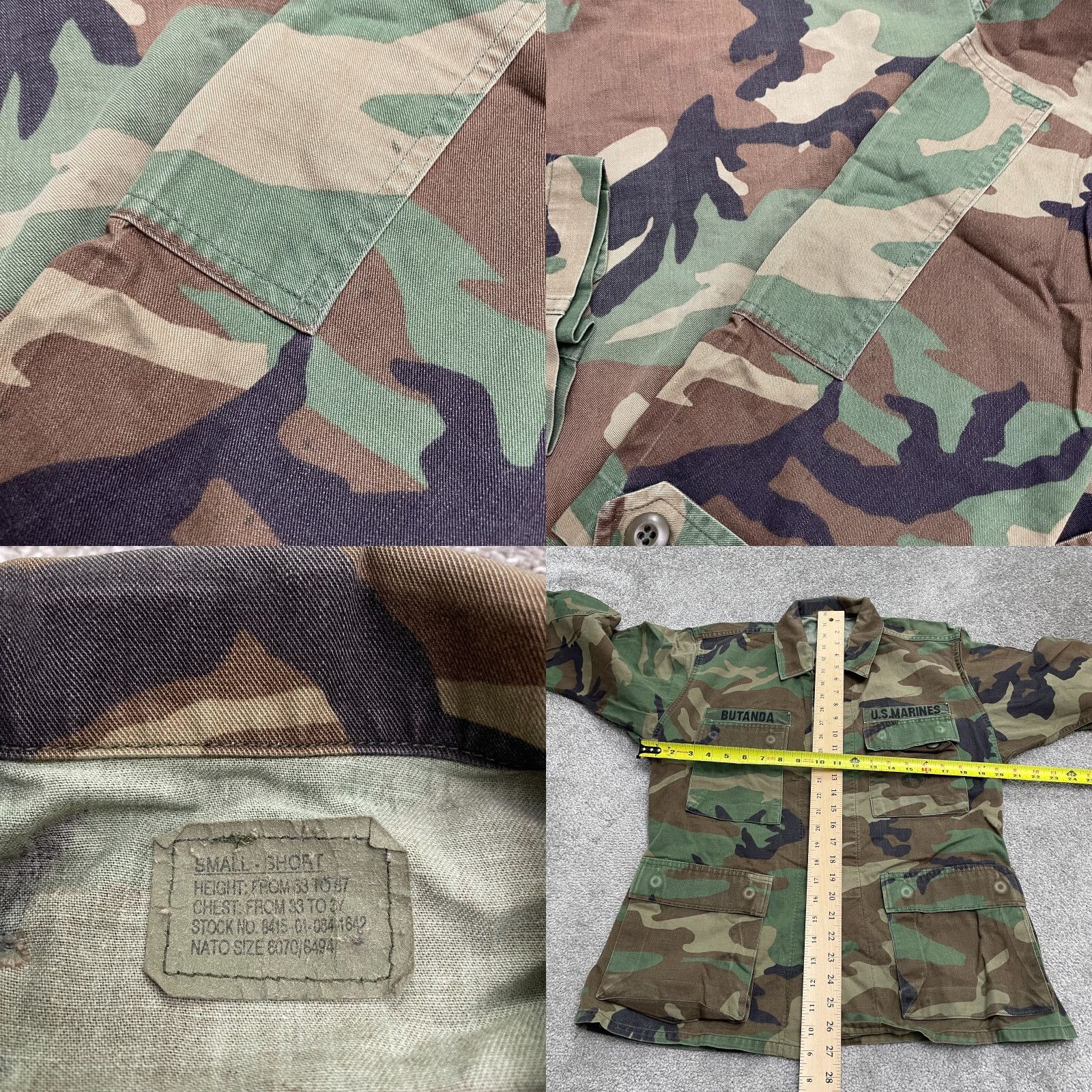 Vintage US Marine Army Military Jacket Mens Small Green Camouflage Button Down Size US 29 - 8 Thumbnail