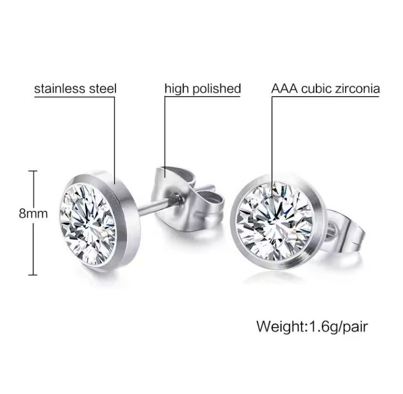 Other CZ Stone Classic Simple Stud Earrings Size ONE SIZE - 4 Thumbnail