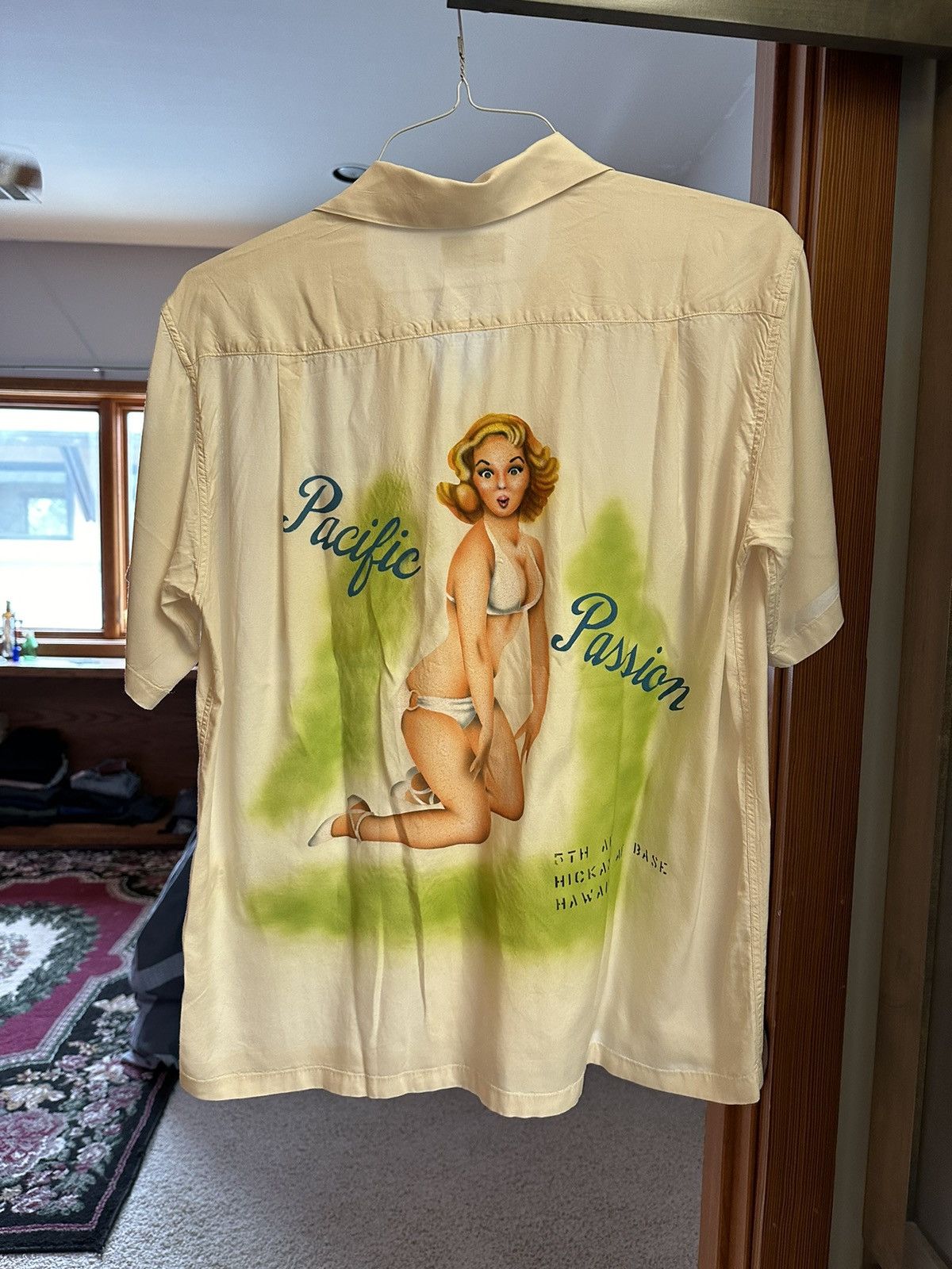 image of Buzz Ricksons “Pacific Passion” Camp Shirt in White, Men's (Size Medium)