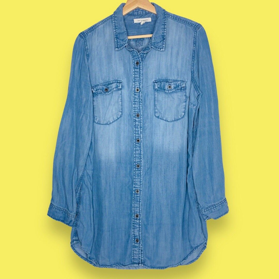 Other Life in Progress Chambray Top Shirt Dress Shacket Size L Size L / US 10 / IT 46 - 1 Thumbnail