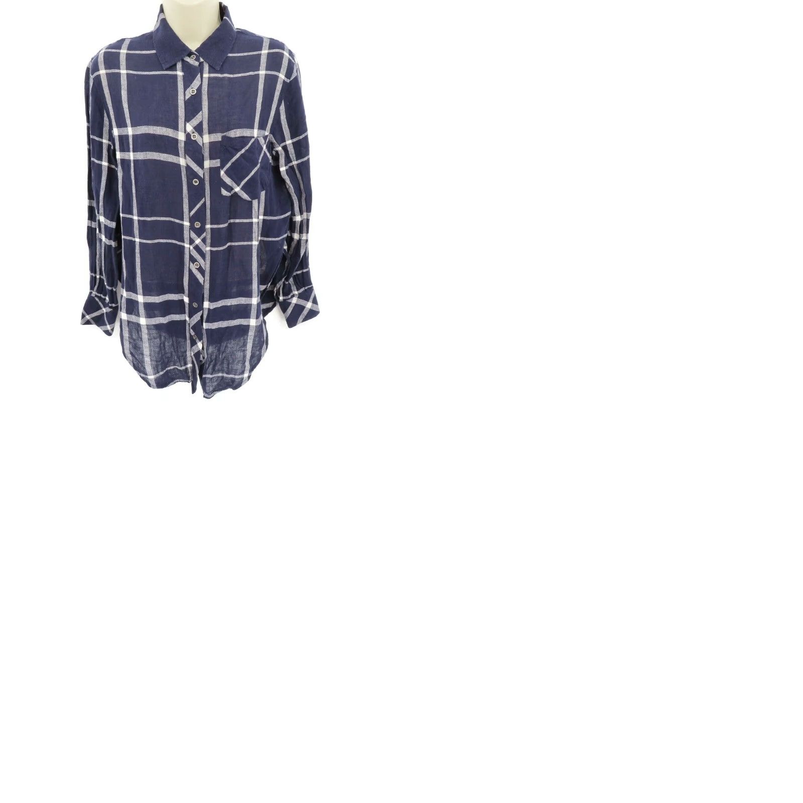 Rails VINTAGE? No - Rails x Free People Womens XS Charli Blue Plaid Collared Button Down Shirt Linen Size XS / US 0-2 / IT 36-38 - 9 Thumbnail