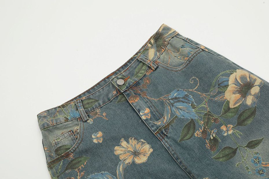 Japanese Brand Flora Printed loose jeans Size US 33 - 4 Thumbnail