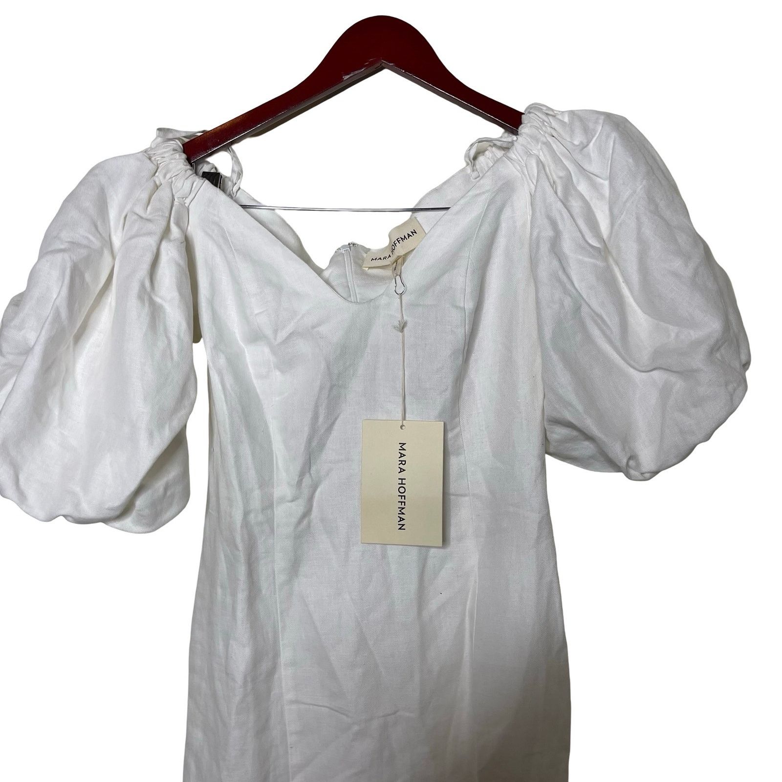 Mara Hoffman Mara Hoffman White Linen NAMARI Pencil DRESS Puff sleeve 0 Size XS / US 0-2 / IT 36-38 - 7 Thumbnail