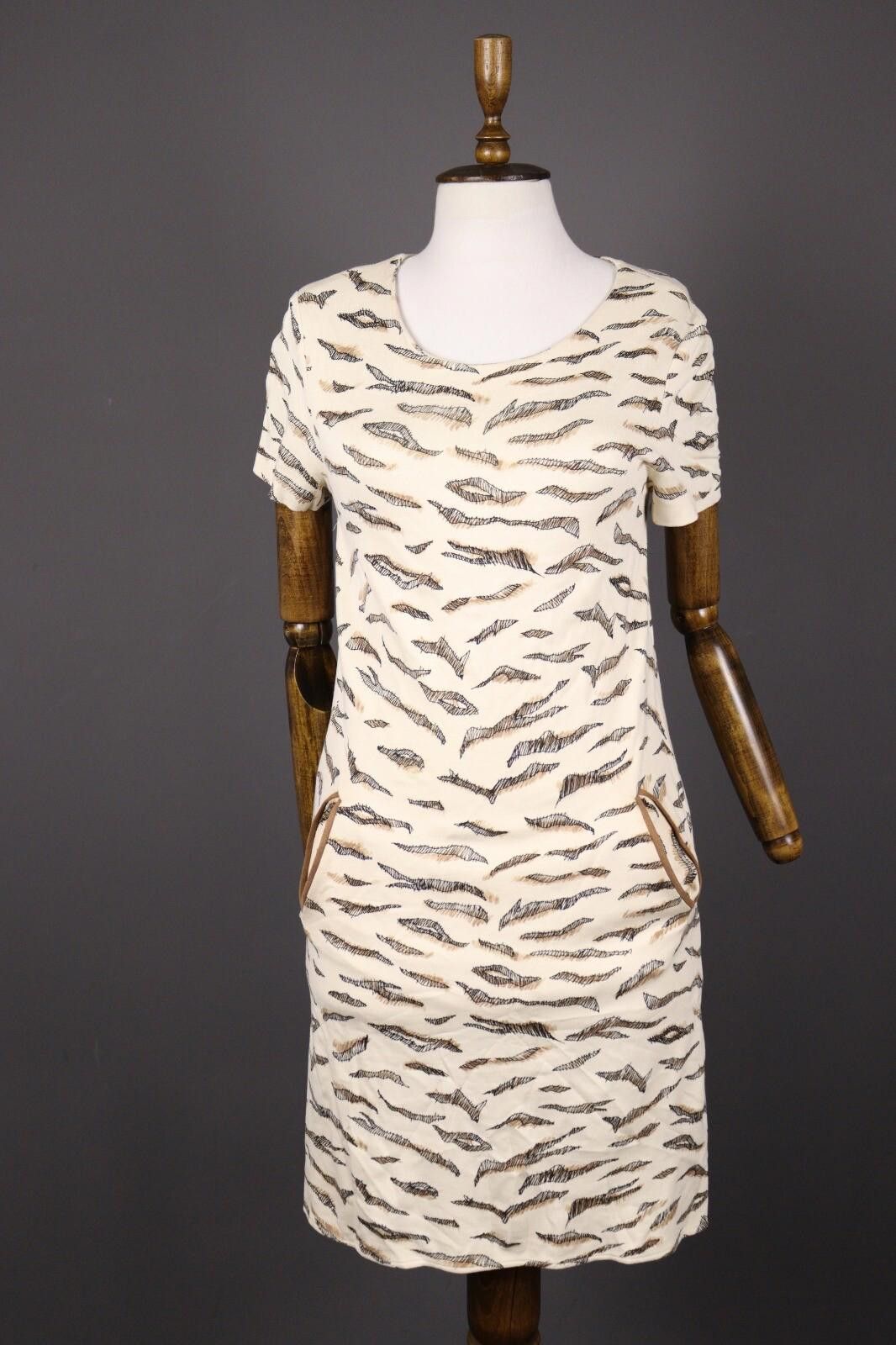 Designer Marc Cain Beige Animal 2 Pockets Knee Lenght Dress Size 2 Size M / US 6-8 / IT 42-44 - 1 Thumbnail