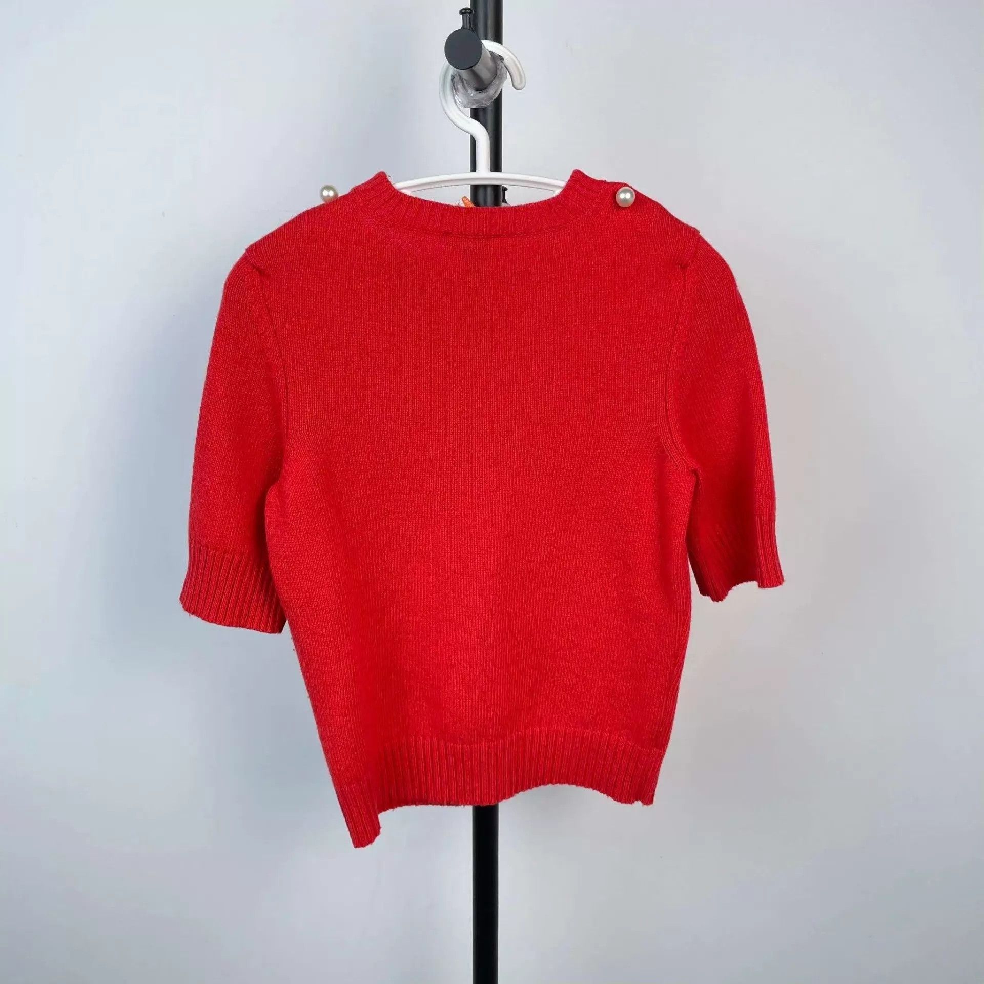 Chanel Chanel knit short-sleeve tee crimson 34 95 New Size XS / US 0-2 / IT 36-38 - 2 Thumbnail