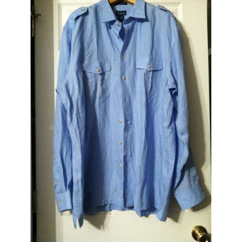 Paul Fredrick PAUL FREDRICK BIG&TALL MENS NEW 100%LINEN CASUAL SHIRT XLT Size US XL / EU 56 / 4 - 2 Thumbnail