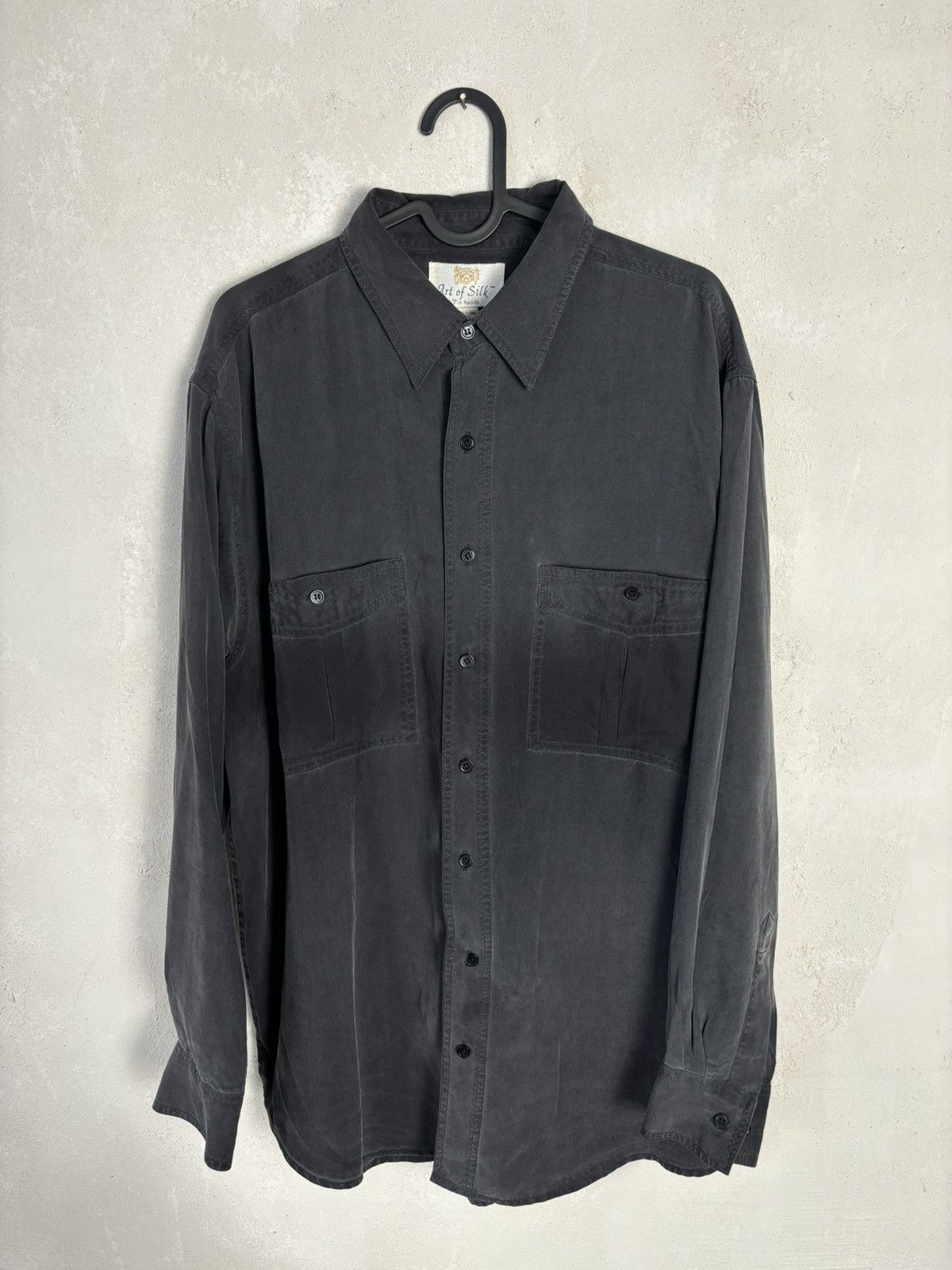 SikSilk × Vintage Vintage Art of Silk Avantgarde Black Chest Pockets Shirt Size US M / EU 48-50 / 2 - 1 Thumbnail