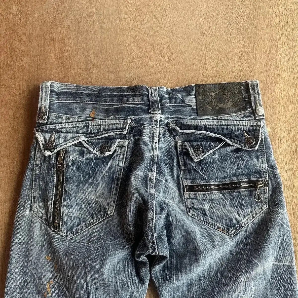 If Six Was Nine SICKS‼️STORM WASH⚡️VINTAGE JAPANESE JEANS SKULLS DENIM PANTS Size US 32 / EU 48 - 8 Thumbnail