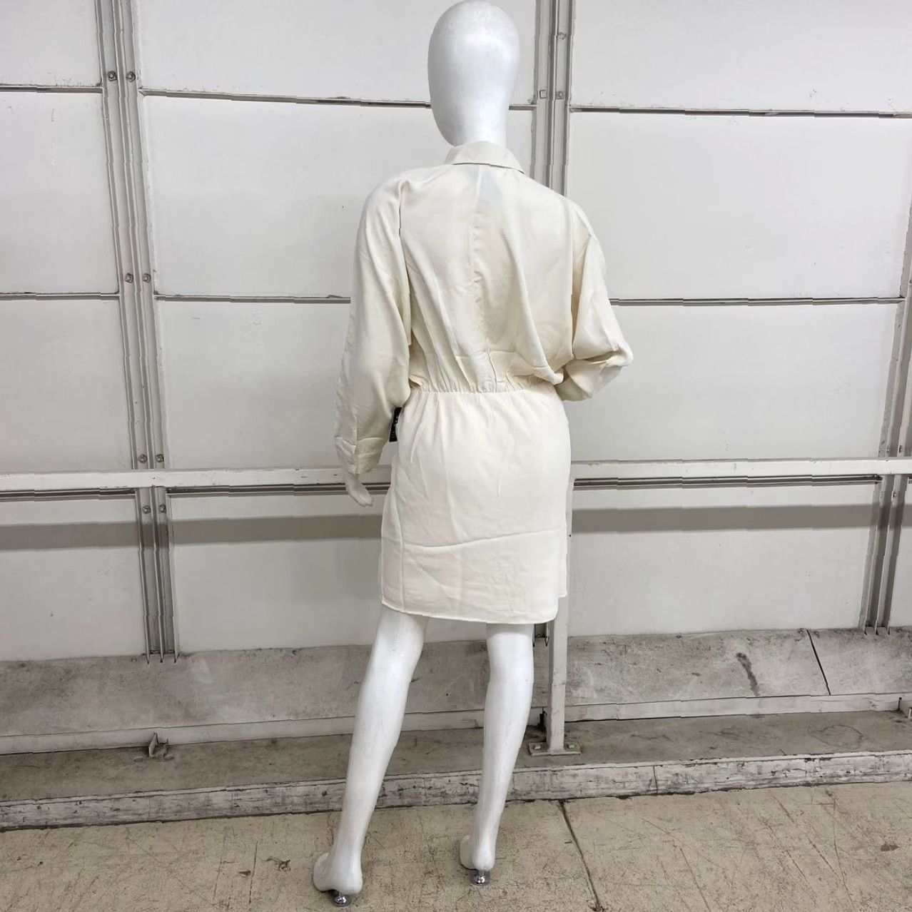 EXPRESS Shirt Dress Collared Half Button Up Mini Portofino White Adult M  Womens Long Sleeve Short