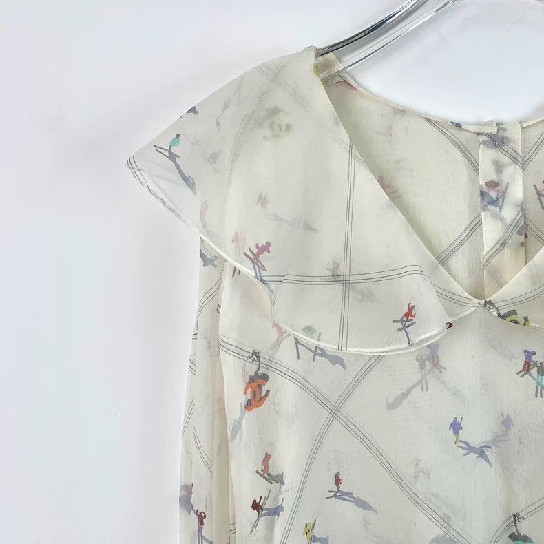 Chanel Chanel Snow Series Beige Character Print Full Print Border Size XXS / US 00 / IT 34 - 3 Thumbnail