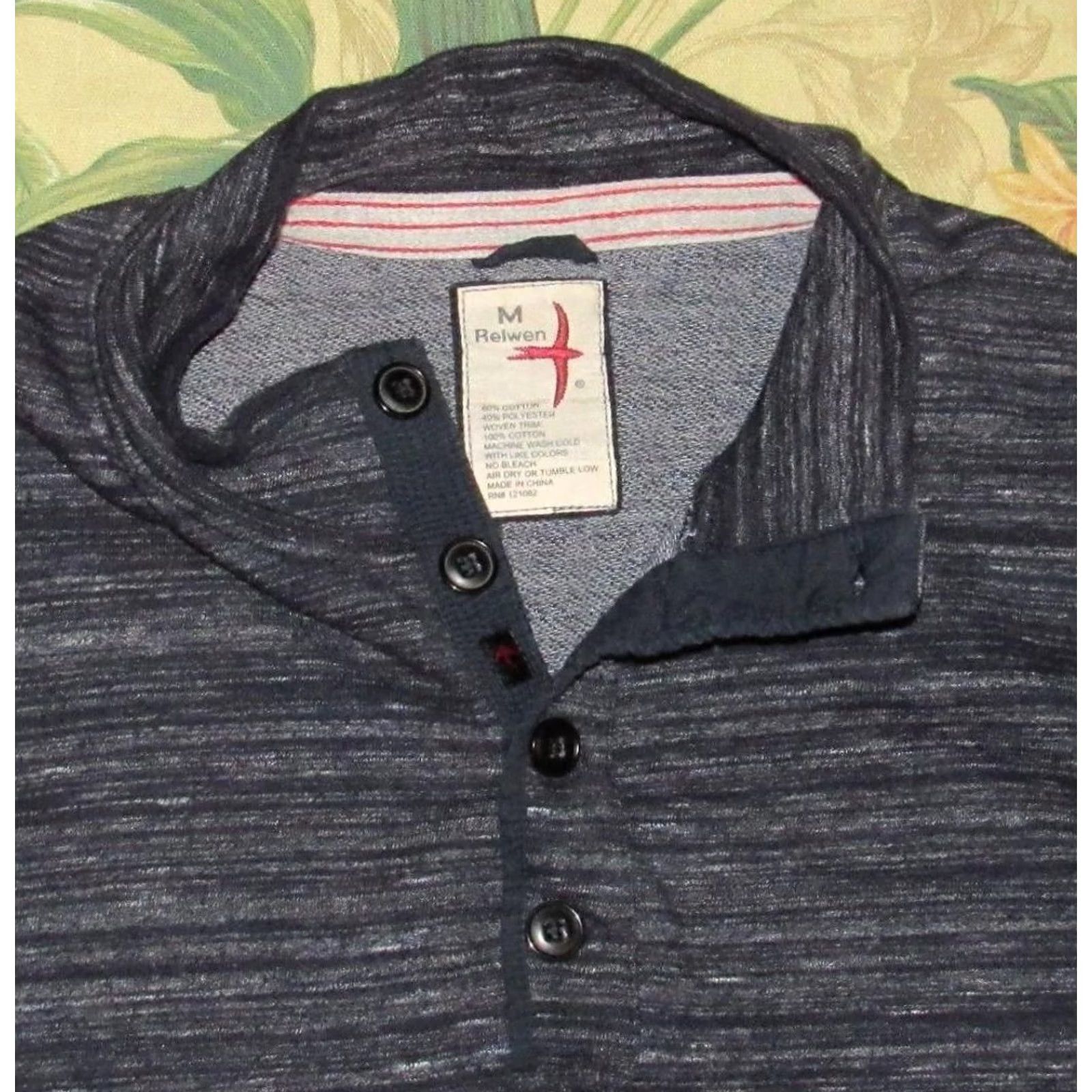 Relwen RELWEN Ringspun Grey Henley Sweater Medium Mens Shirt Size US M / EU 48-50 / 2 - 2 Thumbnail