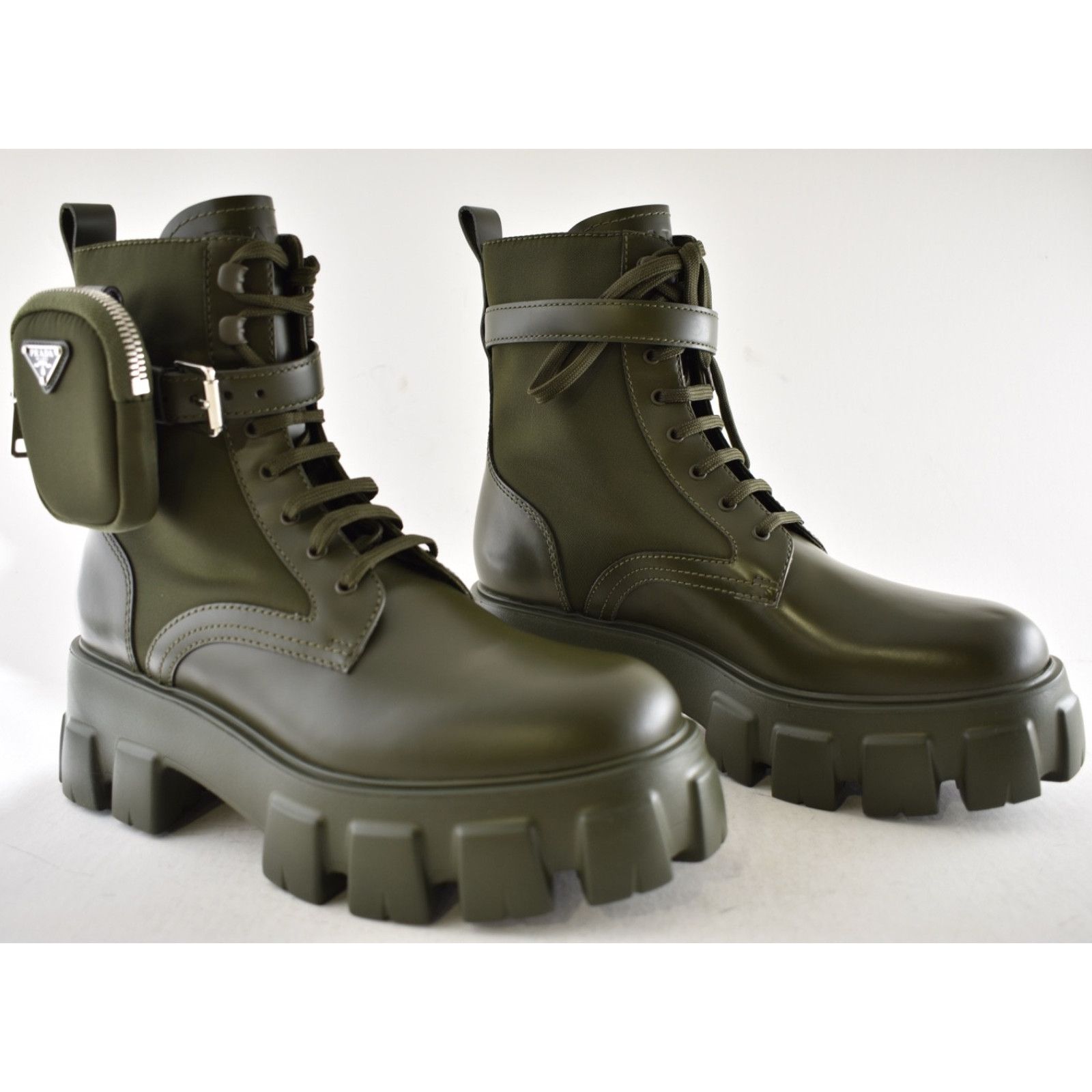 Prada Prada Monolith Green Leather Nylon Pouch Combat Boot 40 Size US 10 / IT 40 - 4 Thumbnail
