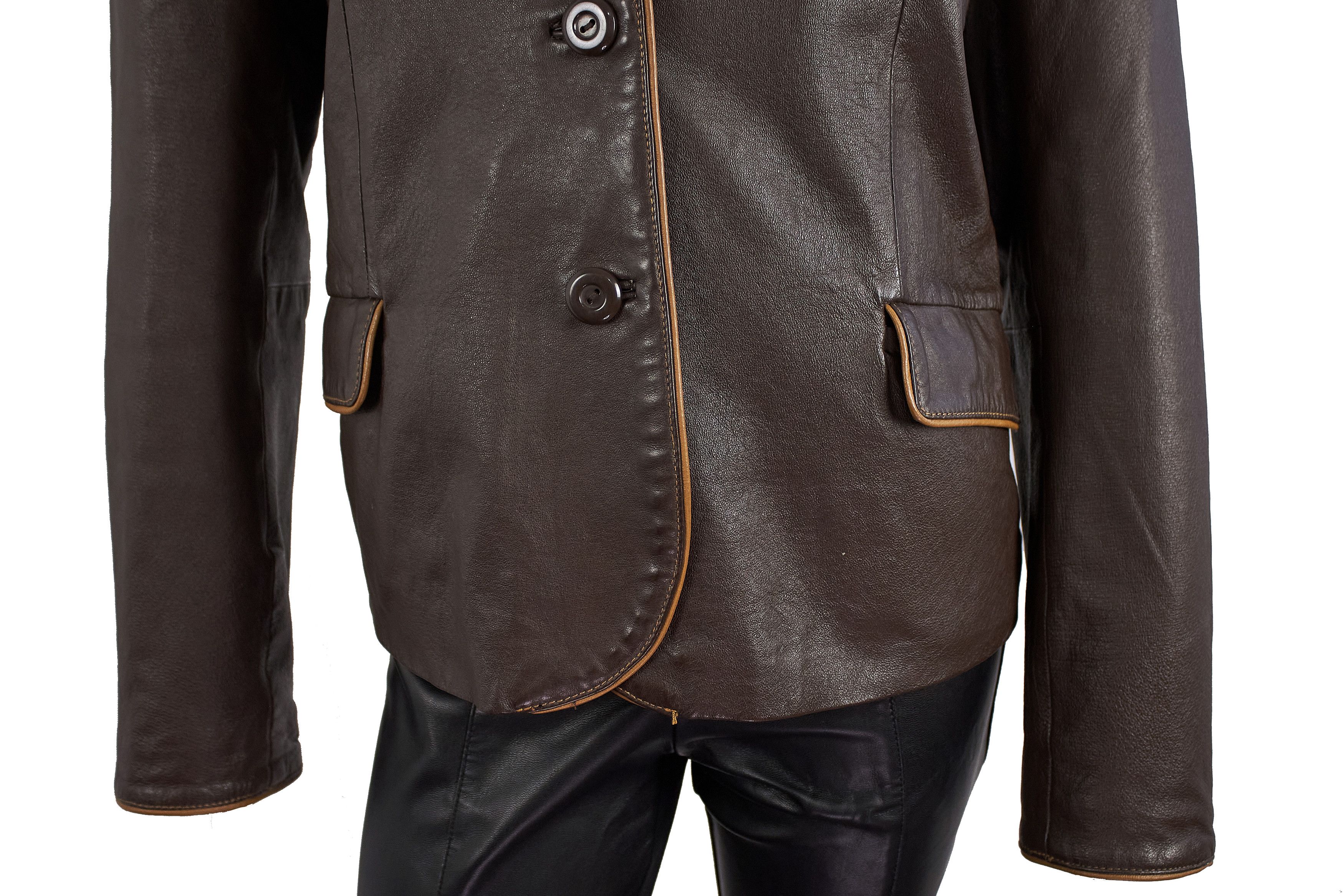 Vintage Vintage Brown Leather Blazer Jacket Made in England Size XL / US 12-14 / IT 48-50 - 9 Thumbnail