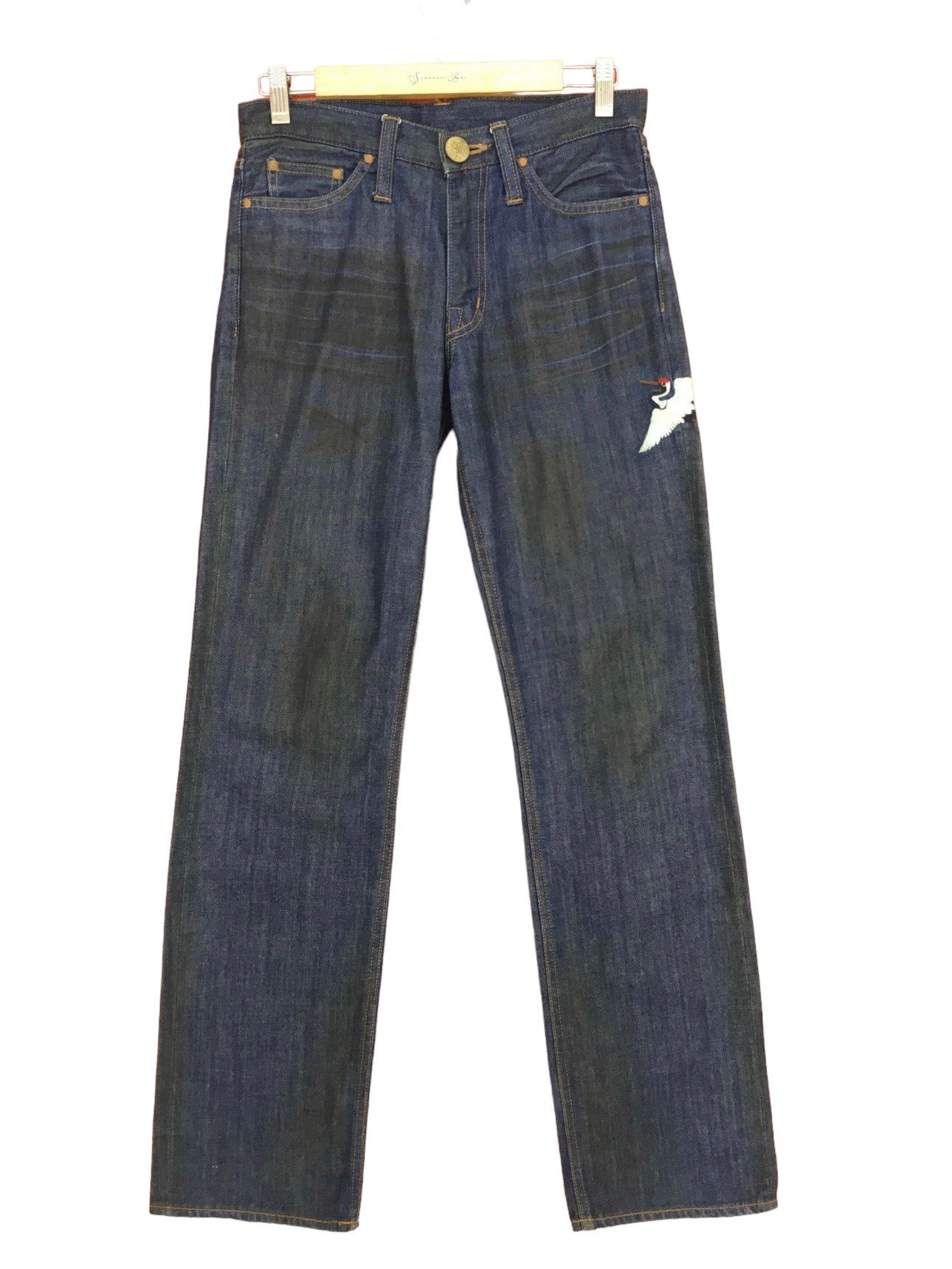 Karakuri Tamashii Sukajan Japan Crane Embroidered Jeans Y2k Karakuri Tamashi Size US 29 - 2 Thumbnail