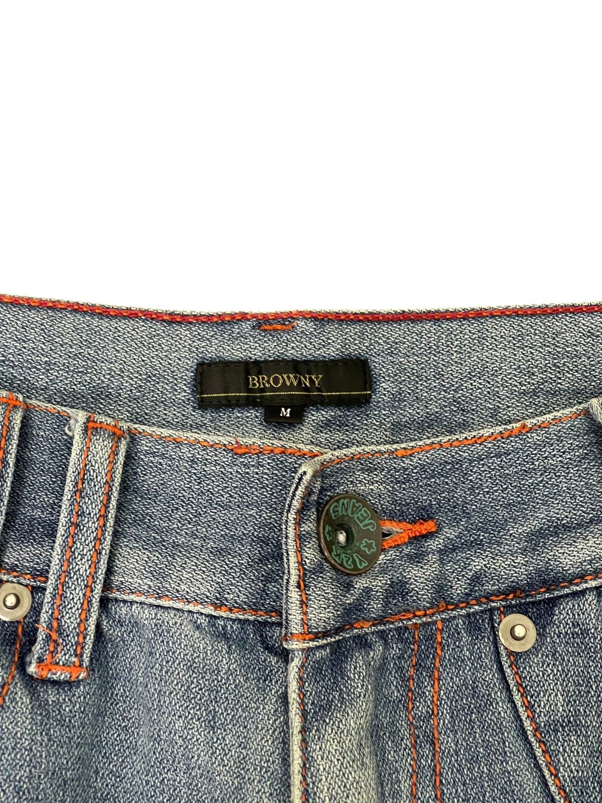 Japanese Brand Double Waist Jeans Browny Japan Distress Straight 1🟦9 Size US 31 - 15 Thumbnail