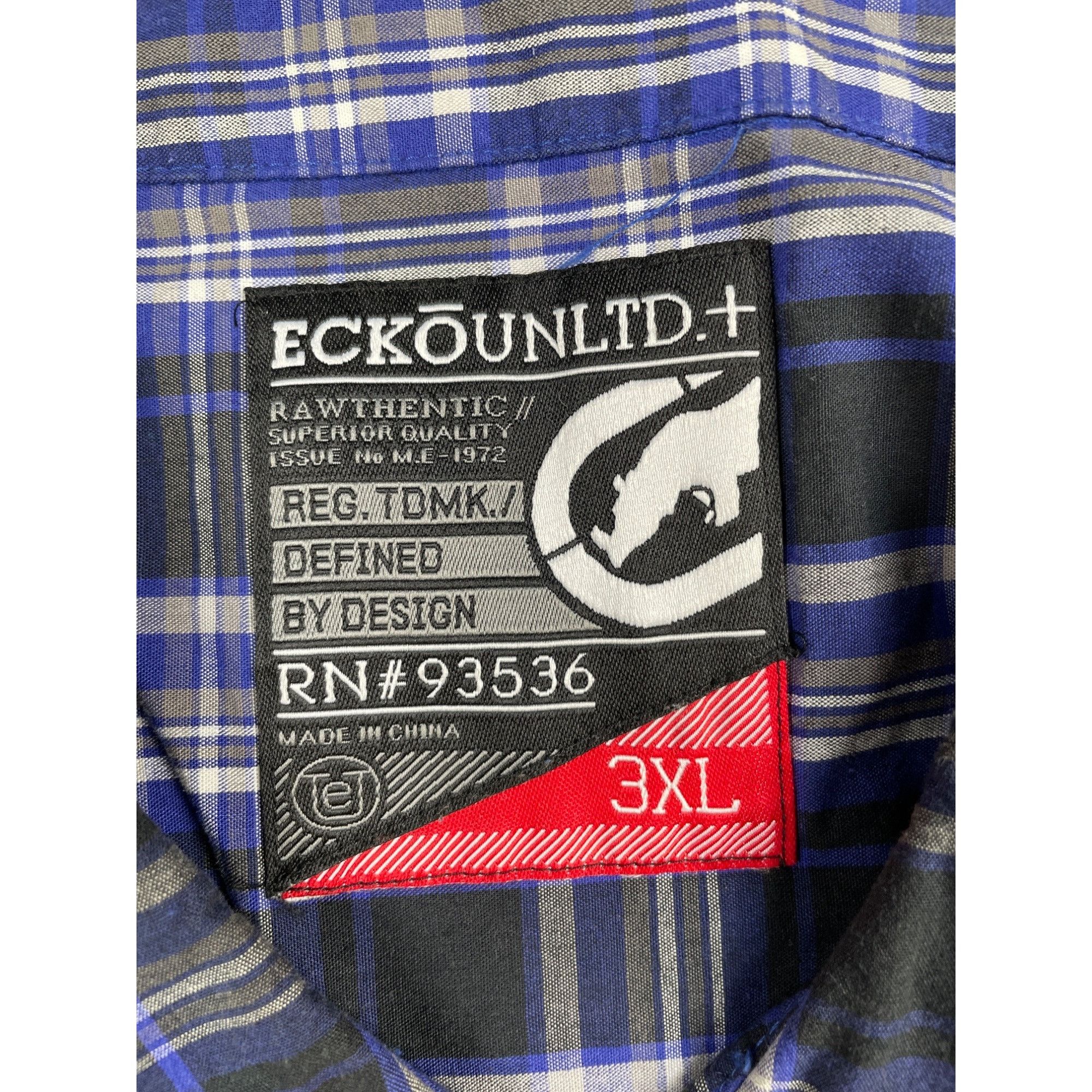 Other Ecko Ltd Men's Blue Checkered Short Sleeve Button up Size 3x Size US XXL / EU 58 / 5 - 4 Thumbnail