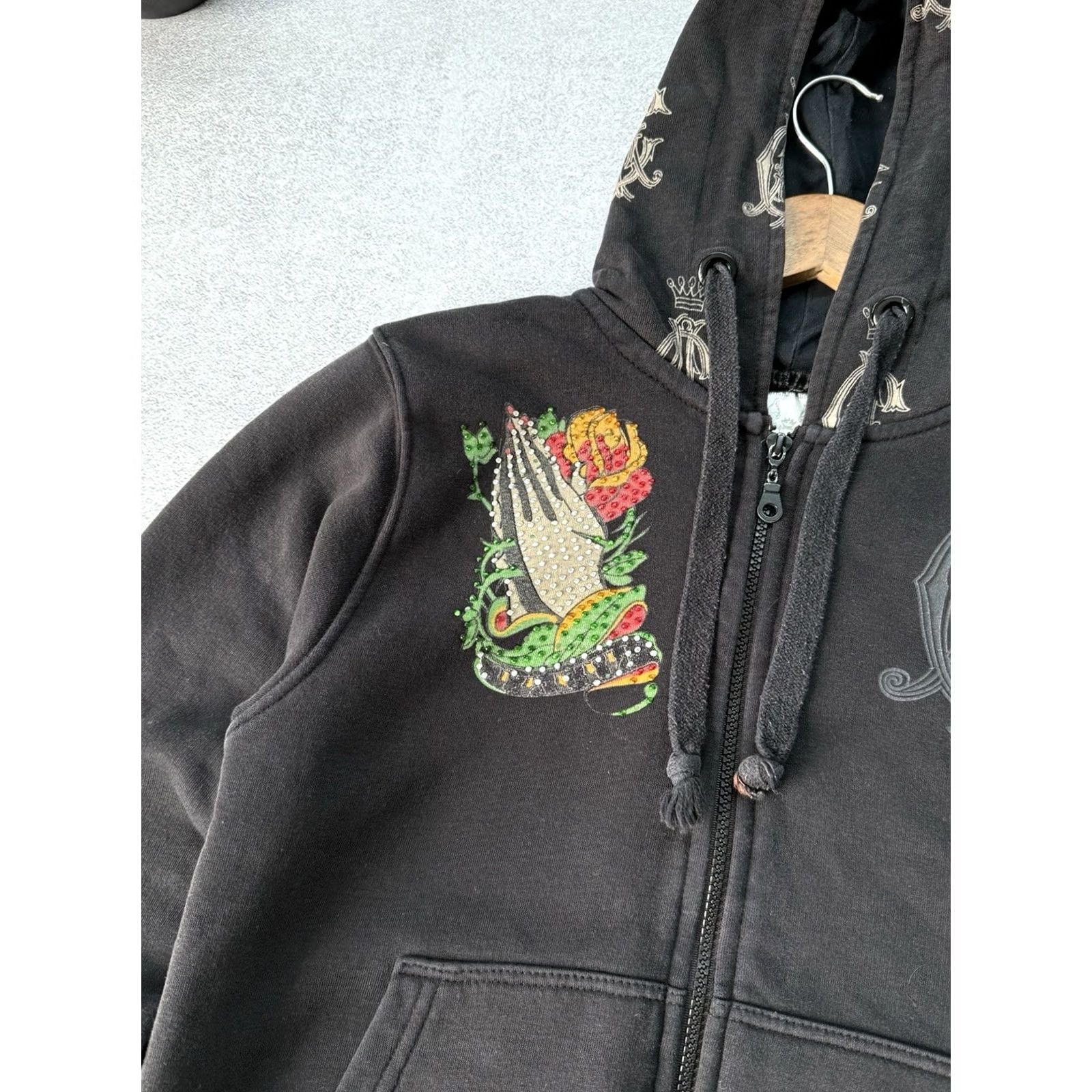 Ed Hardy VINTAGE Christian Audigier Ed Hardy Hoodie Full Zip Women’s S Black Y2K Logo Heart Skull Tattoo Japan Style Womens Size S / US 4 / IT 40 - 6 Thumbnail