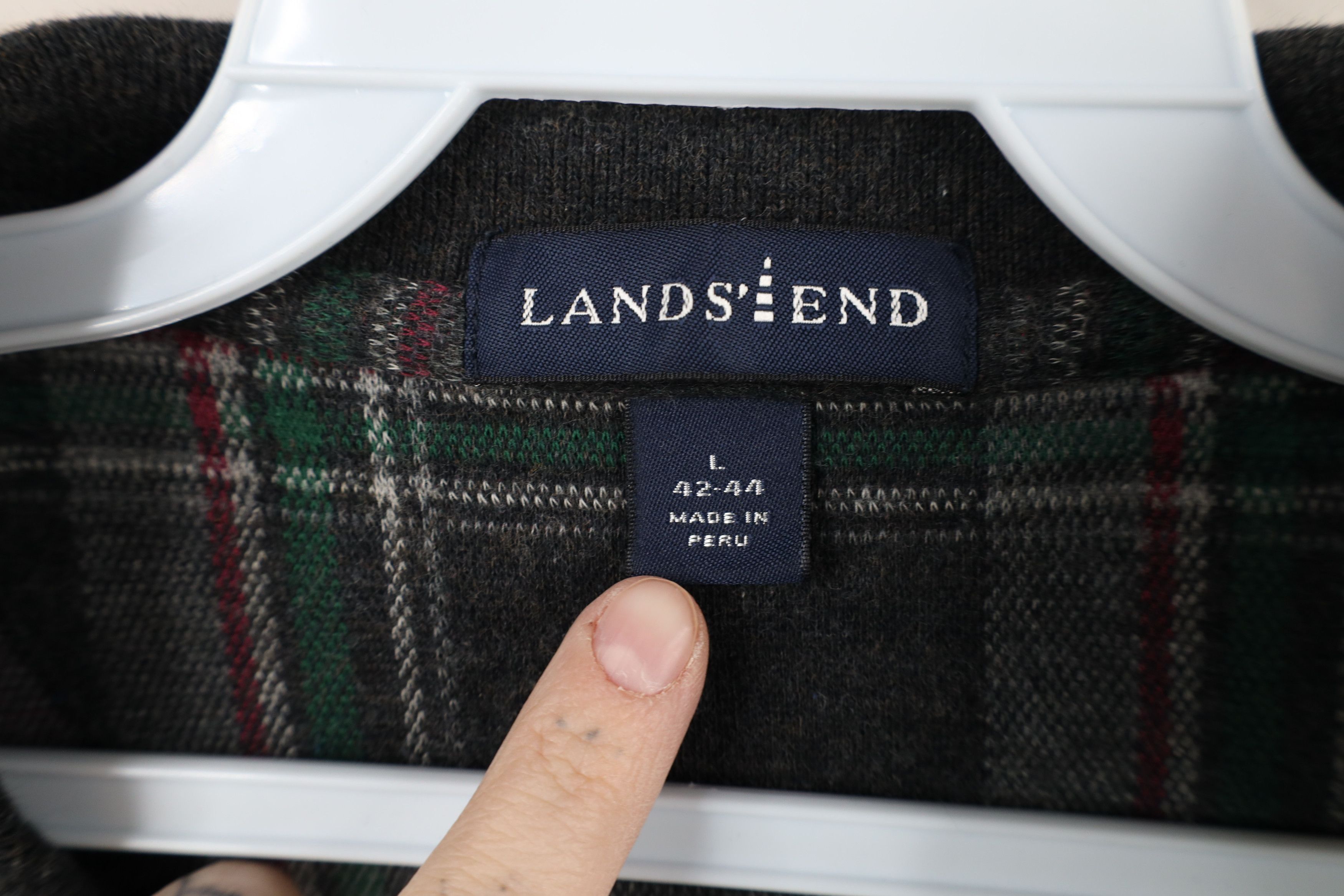 Lands' End × Vintage Vintage 90s Lands End Long Sleeve Rugby Polo Shirt Plaid Size US L / EU 52-54 / 3 - 4 Thumbnail