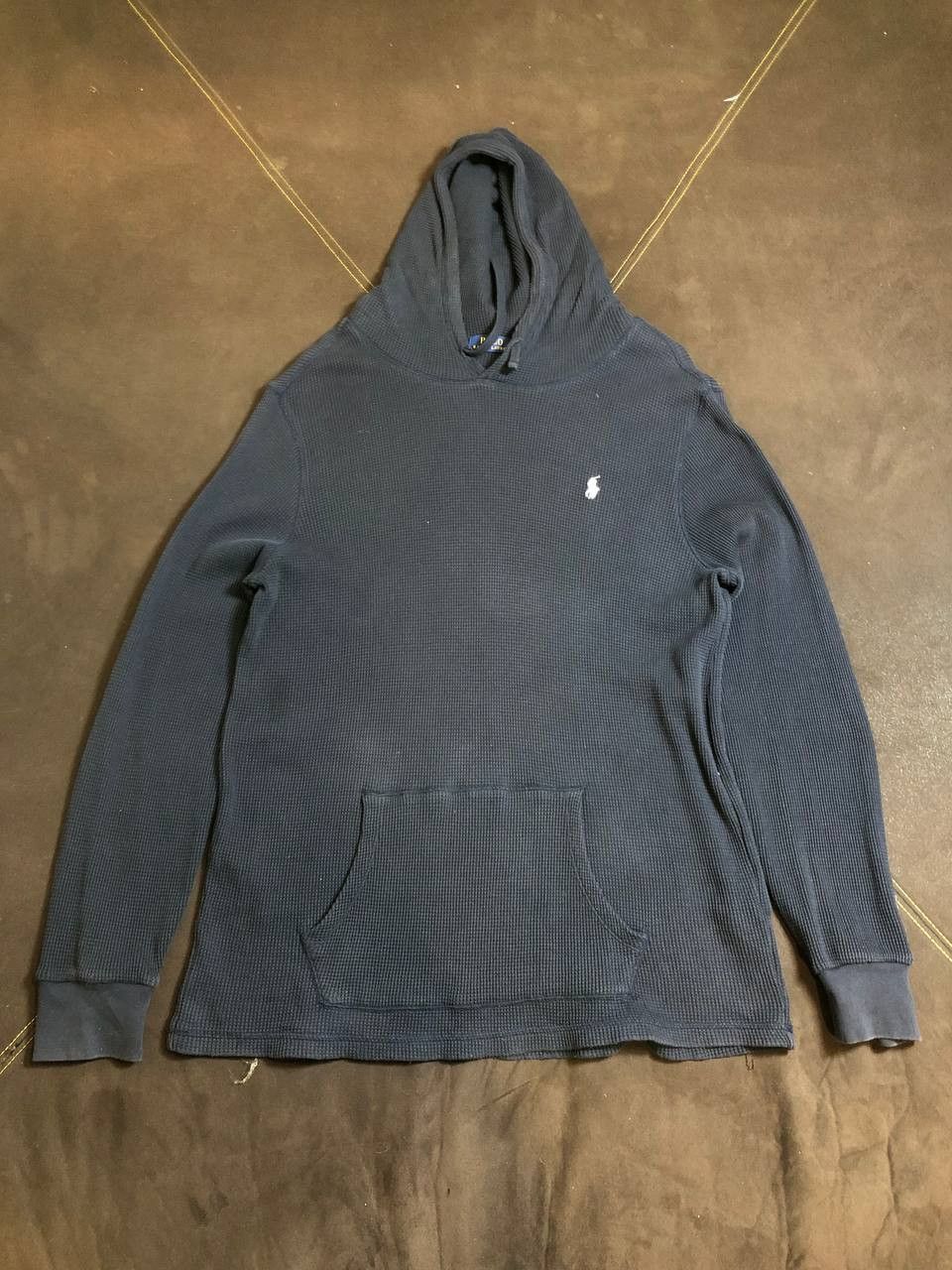 Polo Ralph Lauren Vintage Polo Ralph Lauren Faded Waffle Knit Hoodie Size US XL / EU 56 / 4 - 1 Thumbnail