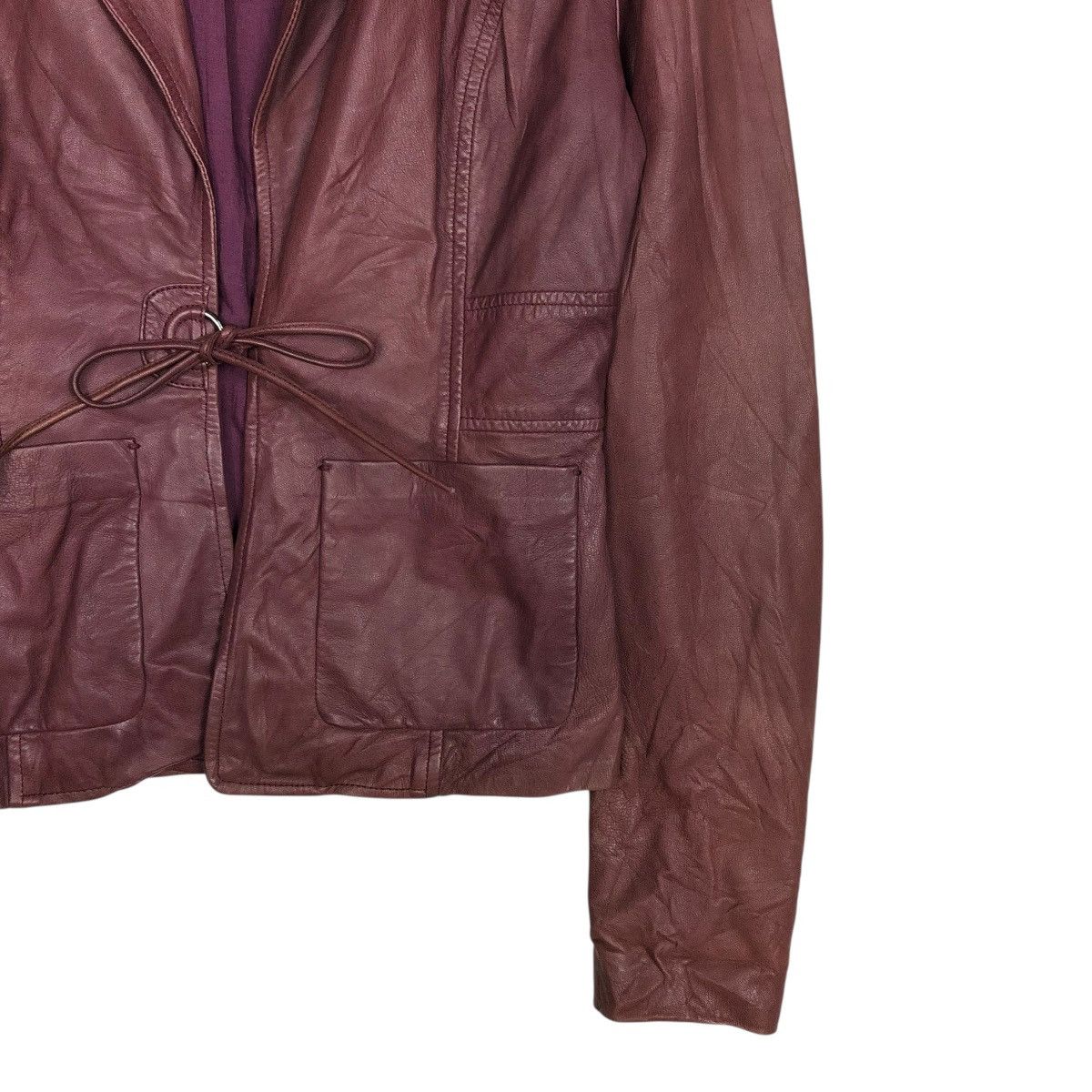 Japanese Brand 🔥VINTAGE CROPPED BIKER LEATHER JACKET MAX & CO Size S / US 4 / IT 40 - 7 Thumbnail