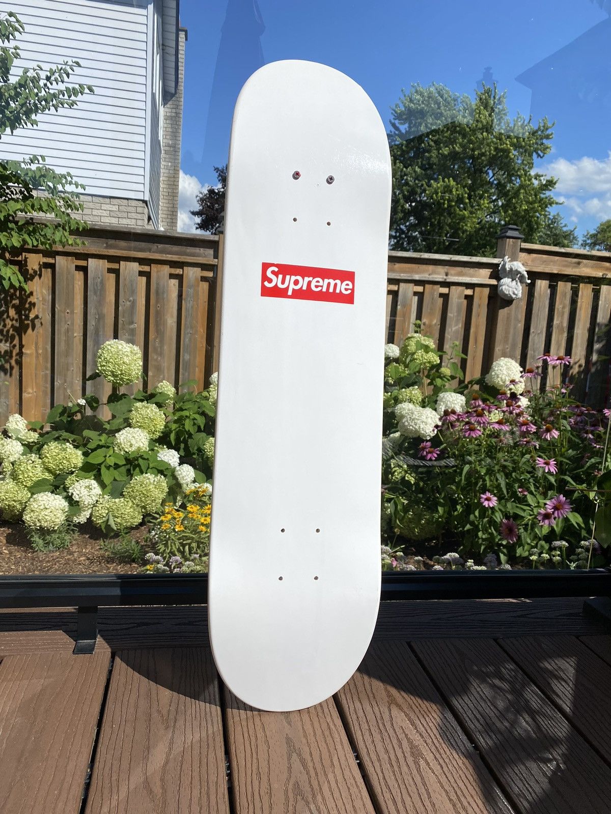image of Supreme 20Th Anniversary Box Logo Skateboard in White, Men's
