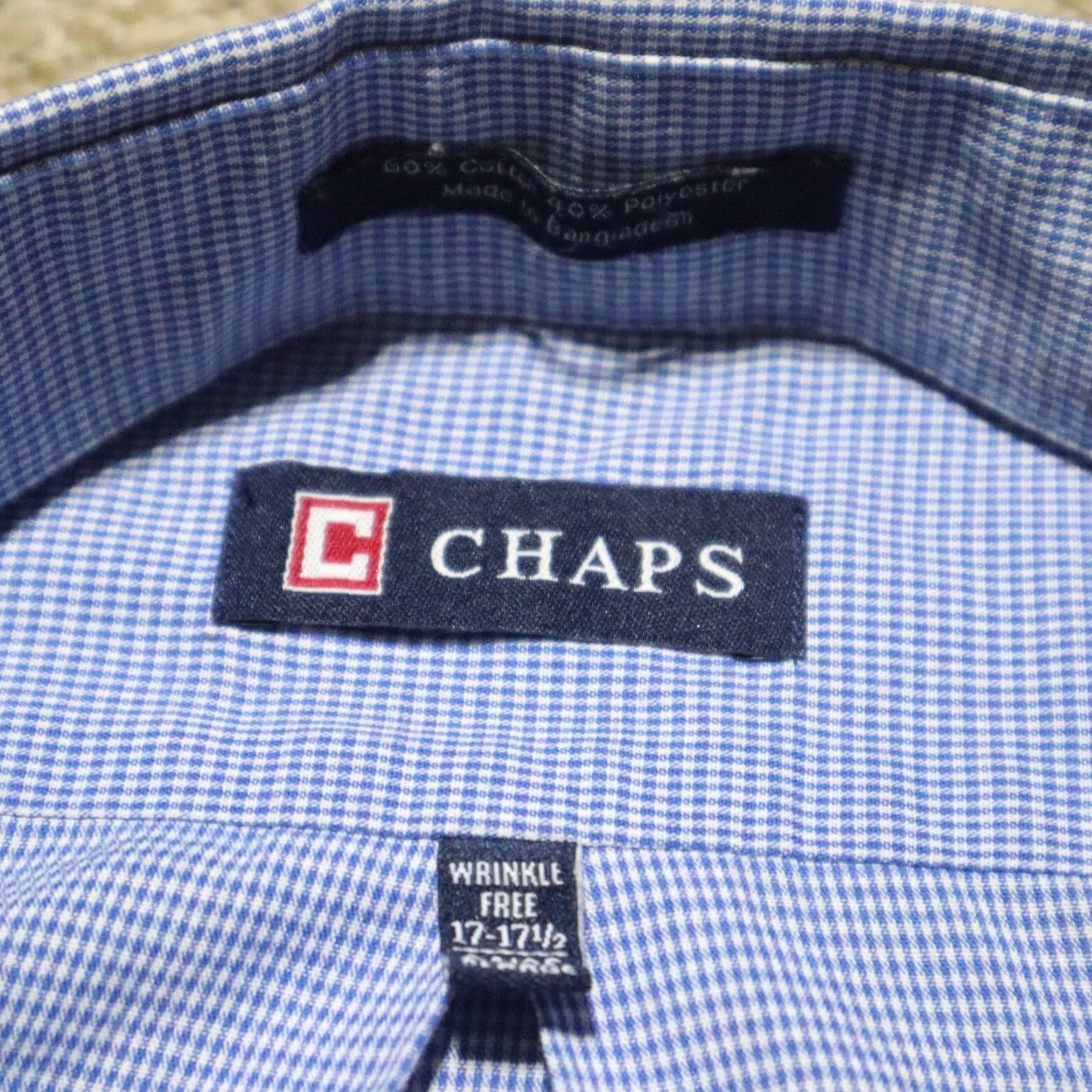 Chaps VINTAGE Chaps Blue Checkered Long Sleeve Cotton Shirt Adult Men 17.5 Casual Size US XL / EU 56 / 4 - 3 Thumbnail