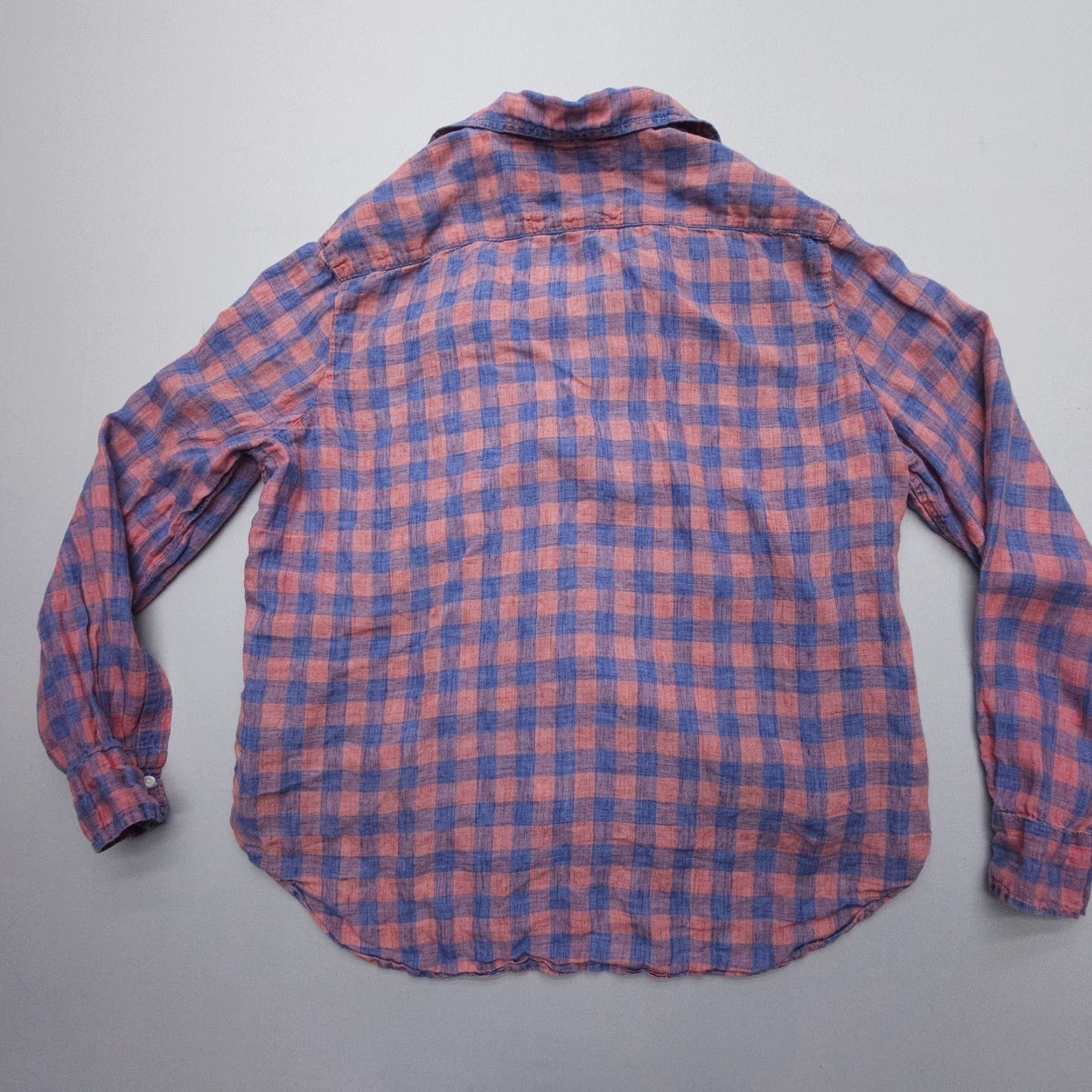 Frank & Eileen Frank & Eileen Shirt Casual Womens Button-Up Linen Check Coastal Lux Large Multicolor Breathable Lightweight Relaxed 90s? Size L / US 10 / IT 46 - 6 Thumbnail