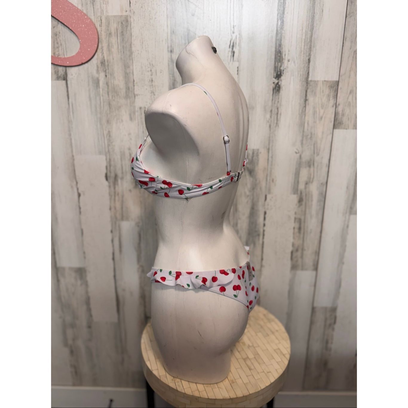 Other Cherry Print Bikini Set Women’s Two Piece Ruffle Bottoms Adj Size ONE SIZE - 3 Thumbnail
