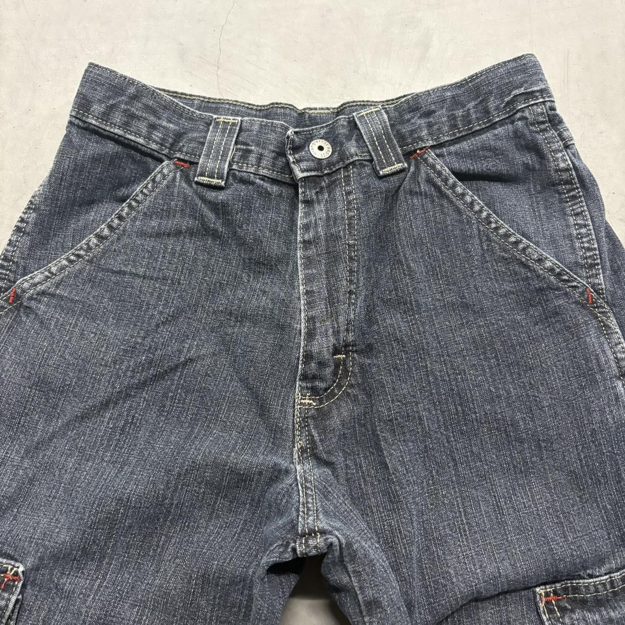 Vintage Crazy Vintage Y2K/2000s Baggy Skater Style Dark Wash Cargo Denim Jeans! Size 25" / US 0 / IT 36 - 2 Thumbnail