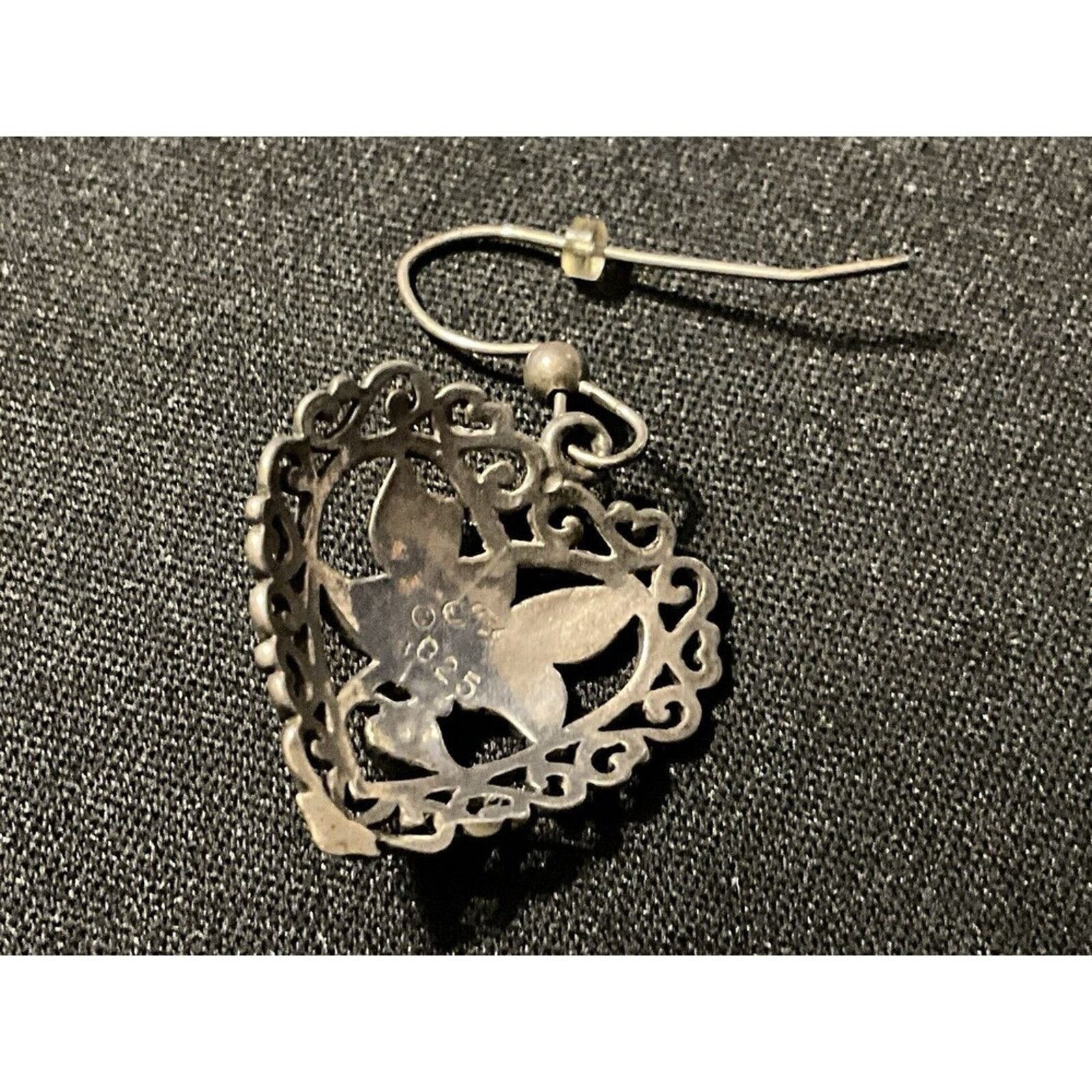 Other 925 Sterling Silver Fish Hooks Floral Heart Earrings Size ONE SIZE - 4 Thumbnail